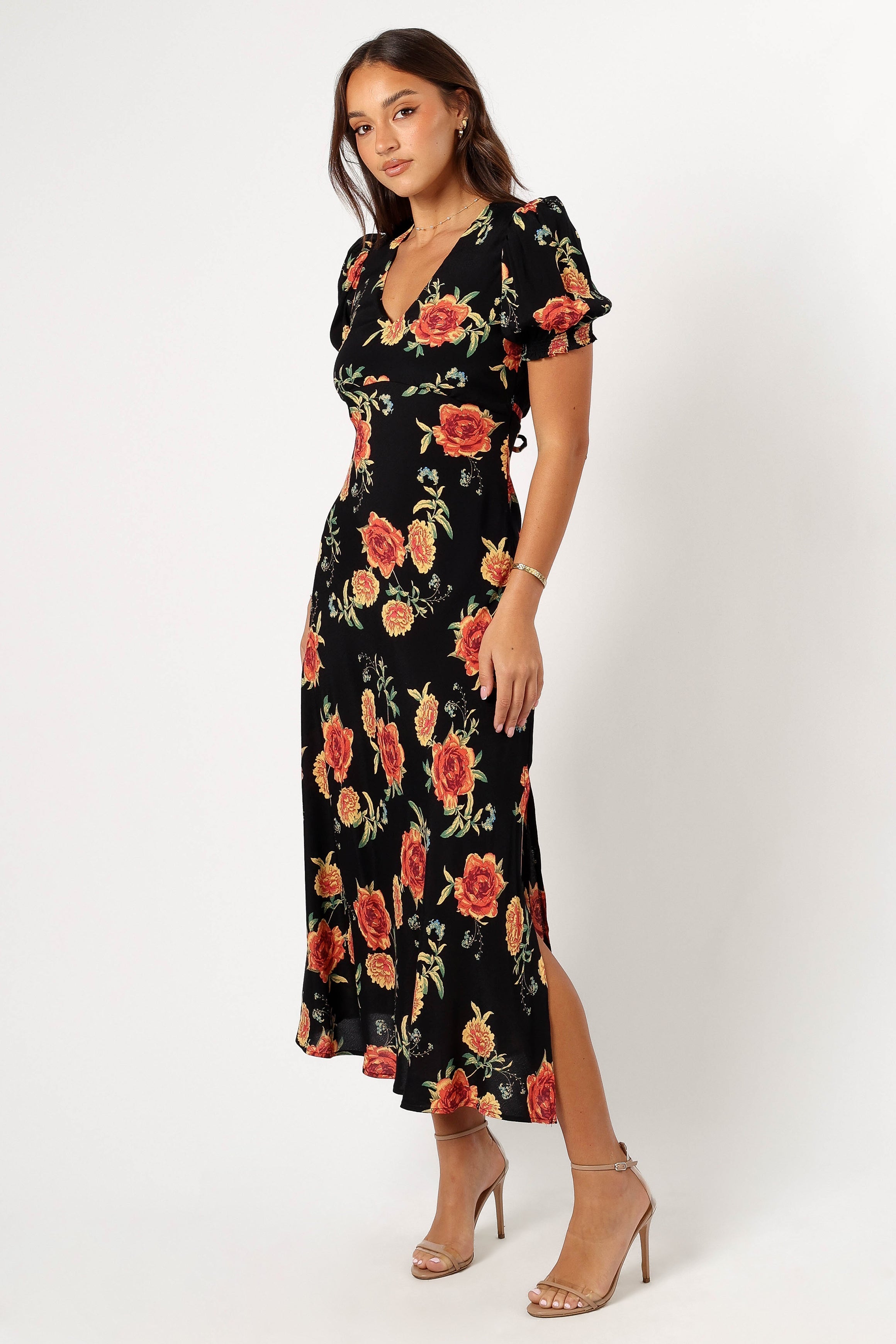 Christine Midi Dress - Floral Print Summer Dress for Women | Sunset Floral Pattern | Casual & Party Wear | Perfect for Beach, Vacation & Date Nights