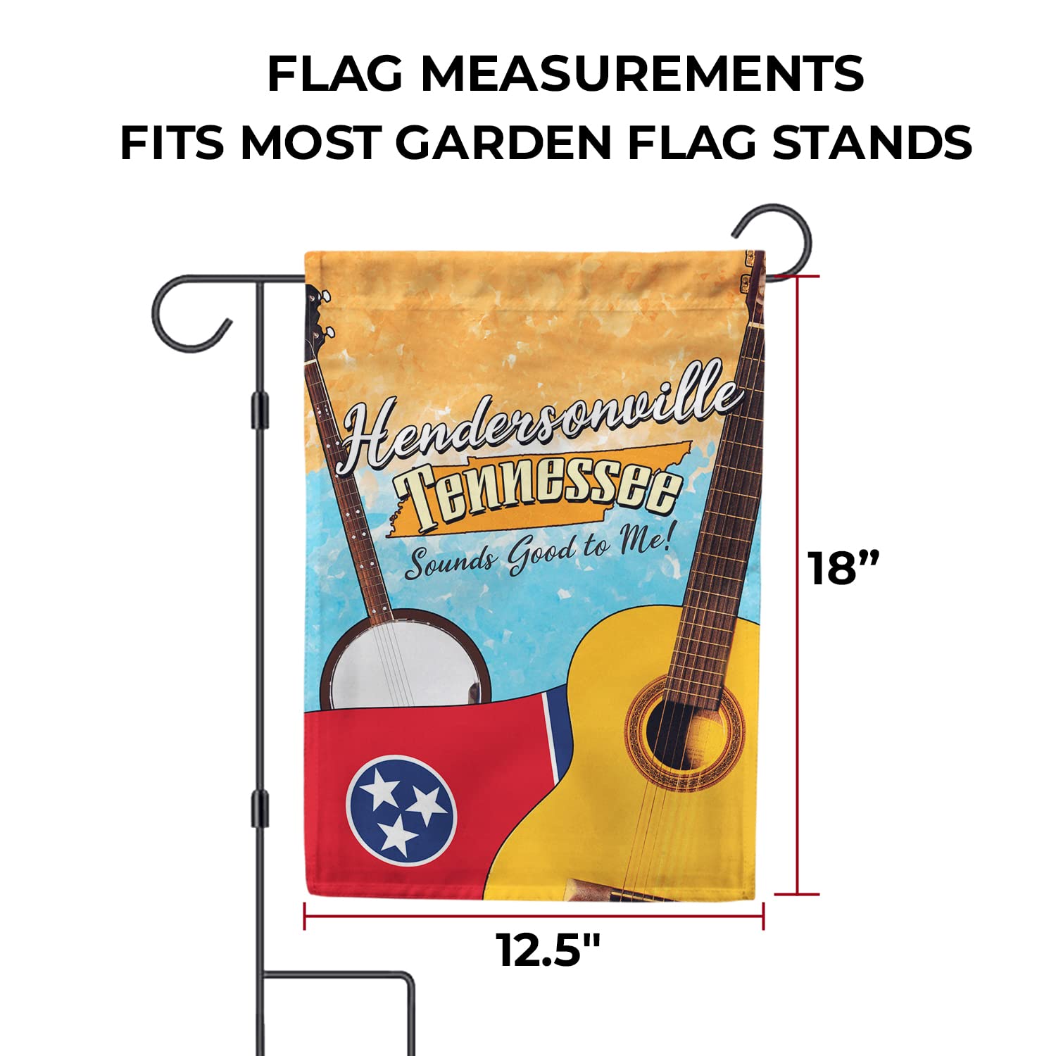 Double-Sided Hendersonville Tennessee Garden Flag 12.5x18 Inches - Outdoor Yard Decorative Tennessee State Flag, Hometown Pride Gift - Made in USA - Perfect for Porch Decor, Patio Display & Seasonal Home Decoration
