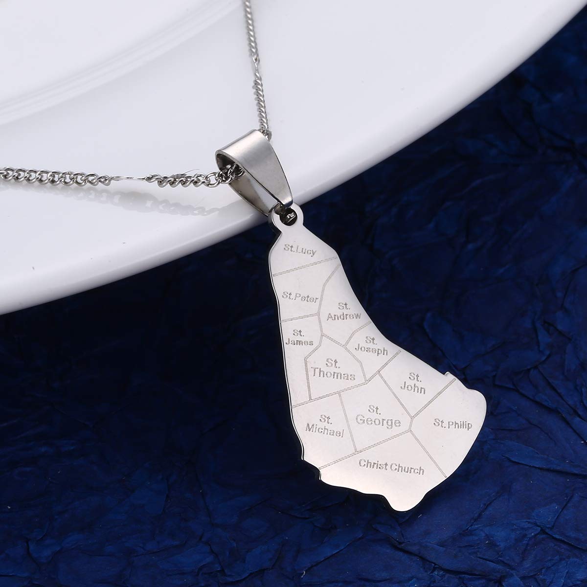 Barbados Island Map Pendant Necklace - Unique Travel Jewelry Gift for Women, Men - Perfect for Beach Vacations, Cruise Trips & Island Getaways