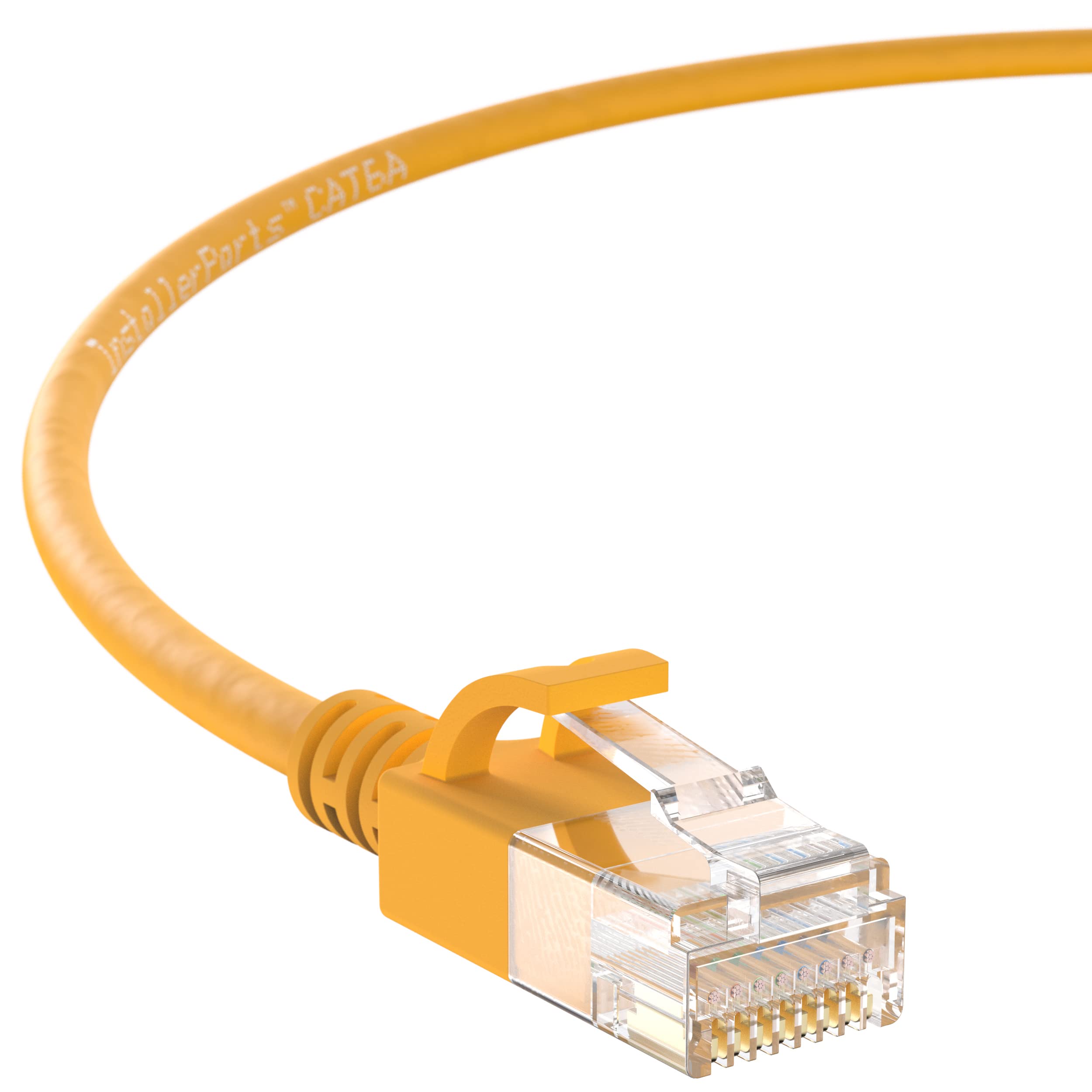 Professional CAT6A Slim Ethernet Cable UTP Booted 7FT (100 Pack) - Yellow - 10Gigabit/Sec High-Speed Internet Cable, 550MHz, 28AWG - Ideal for Office Networks, Data Centers & Home Internet Setup