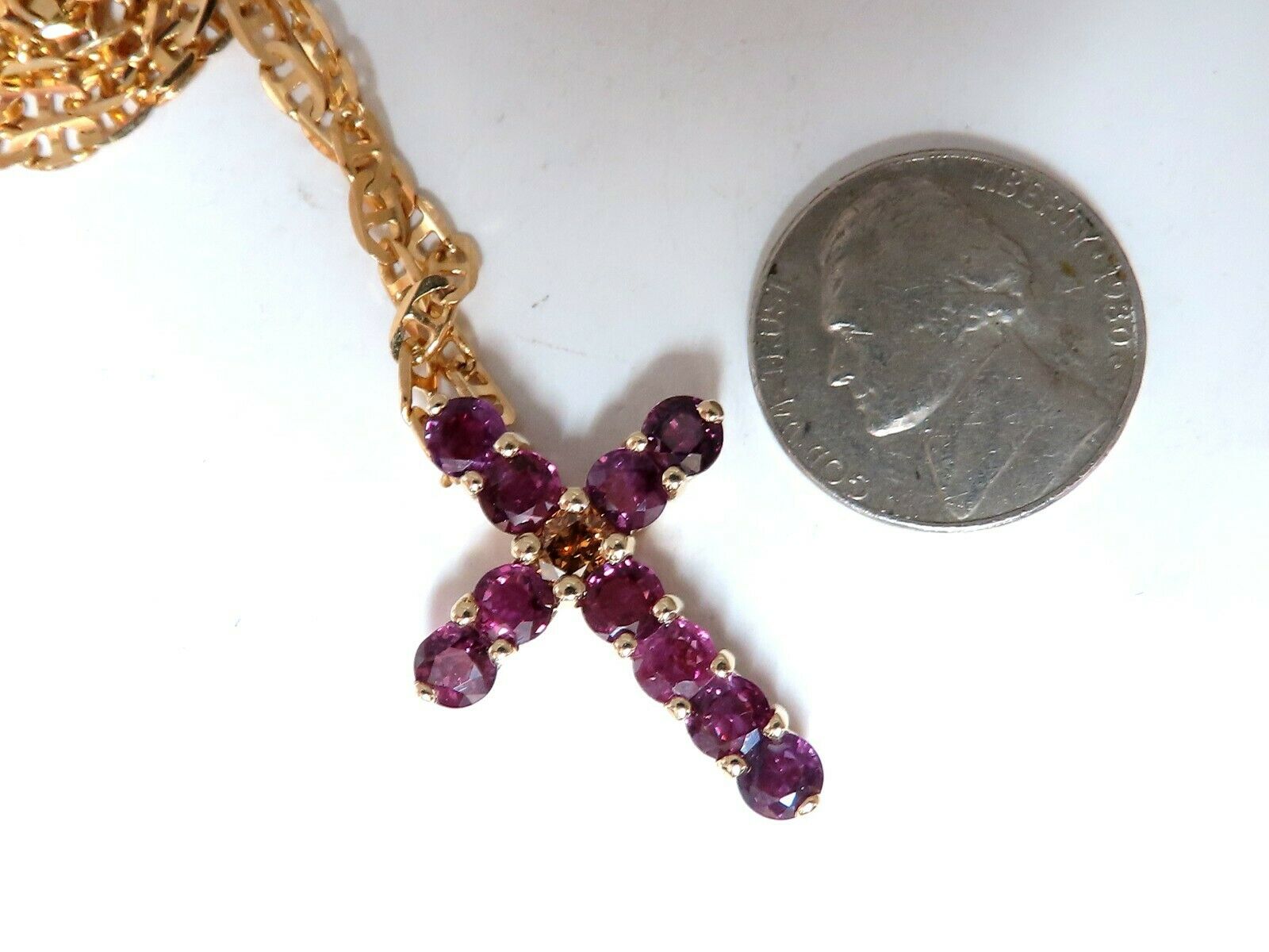 4.67ct Natural Ruby & Fancy Color Diamond Cross Pendant in 14K Gold - Elegant Jewelry for Weddings, Anniversaries & Special Occasions