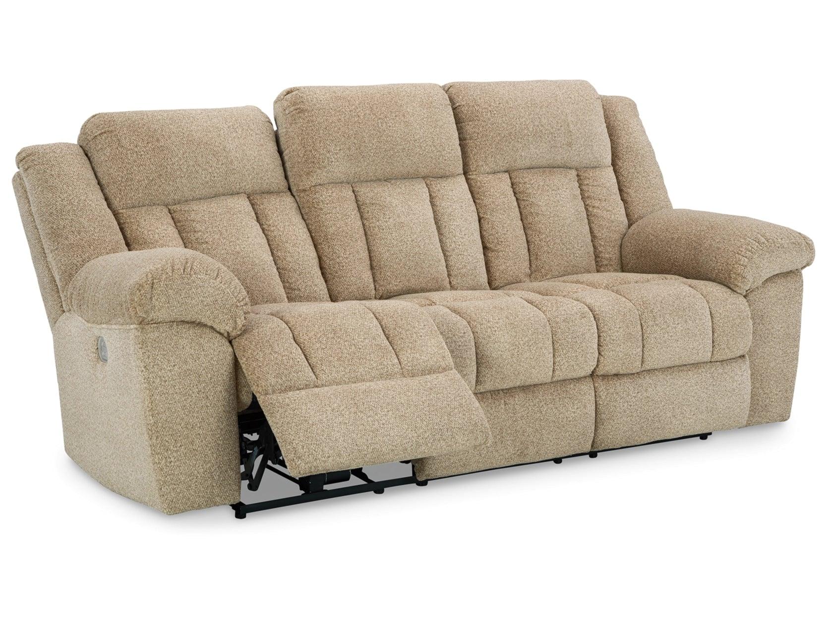 Comfortable Wheat-Colored Tip-Off Reclining Sofa - Modern Living Room Furniture for Relaxation & Entertainment