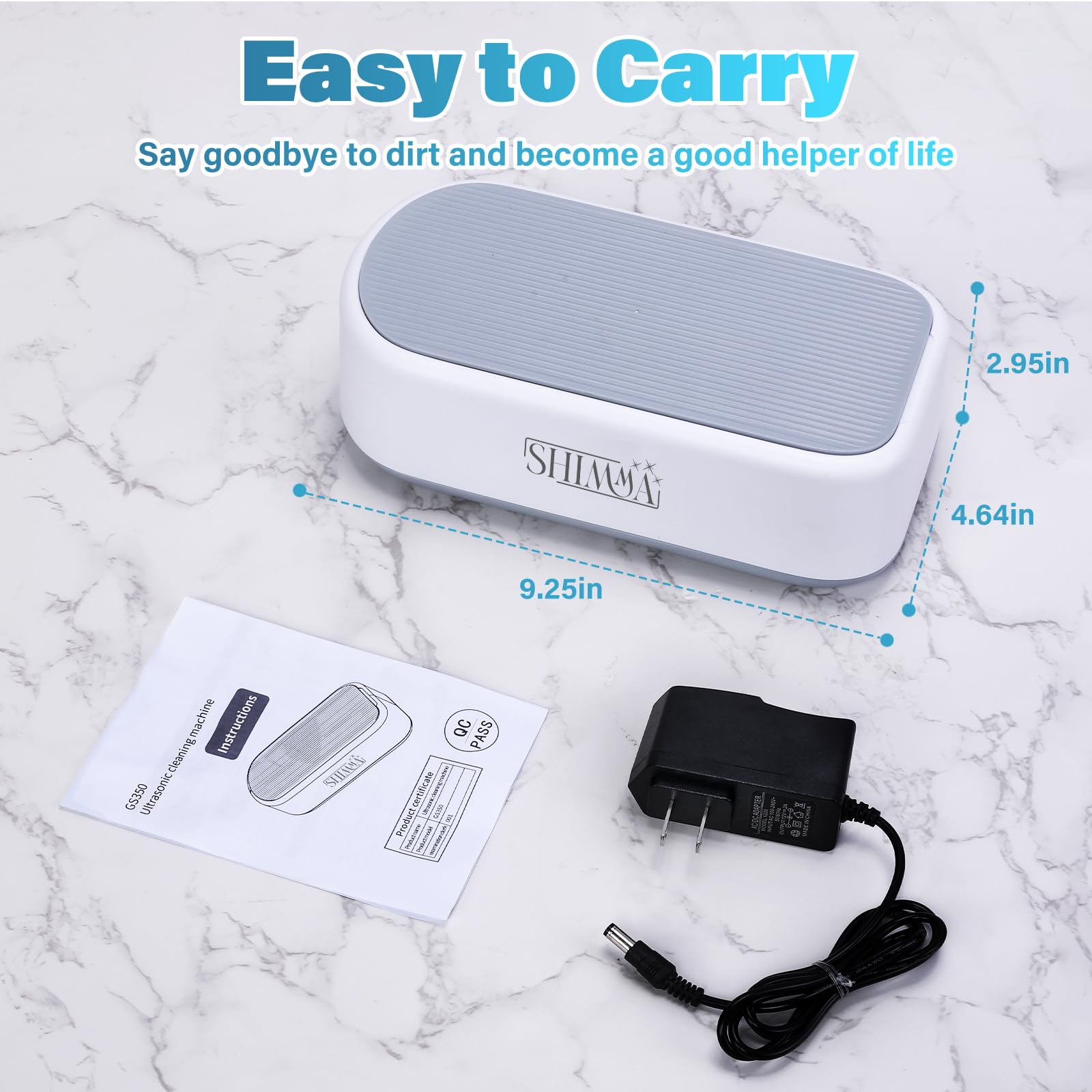 Shimma Ultrasonic Jewelry Cleaner Machine - Professional Ring Cleaner with 2 Timer Modes - Safe for Gold, Silver & Diamond Jewelry - 700ml Large Capacity & Portable Design - Perfect for Home, Travel & Jewelry Store Use