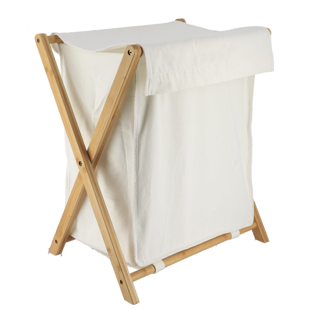 Foldable Bamboo Laundry Basket 54L Large Capacity - Natural & White | Portable Storage for Clothes, Bedroom, Dorm, Camping, Travel