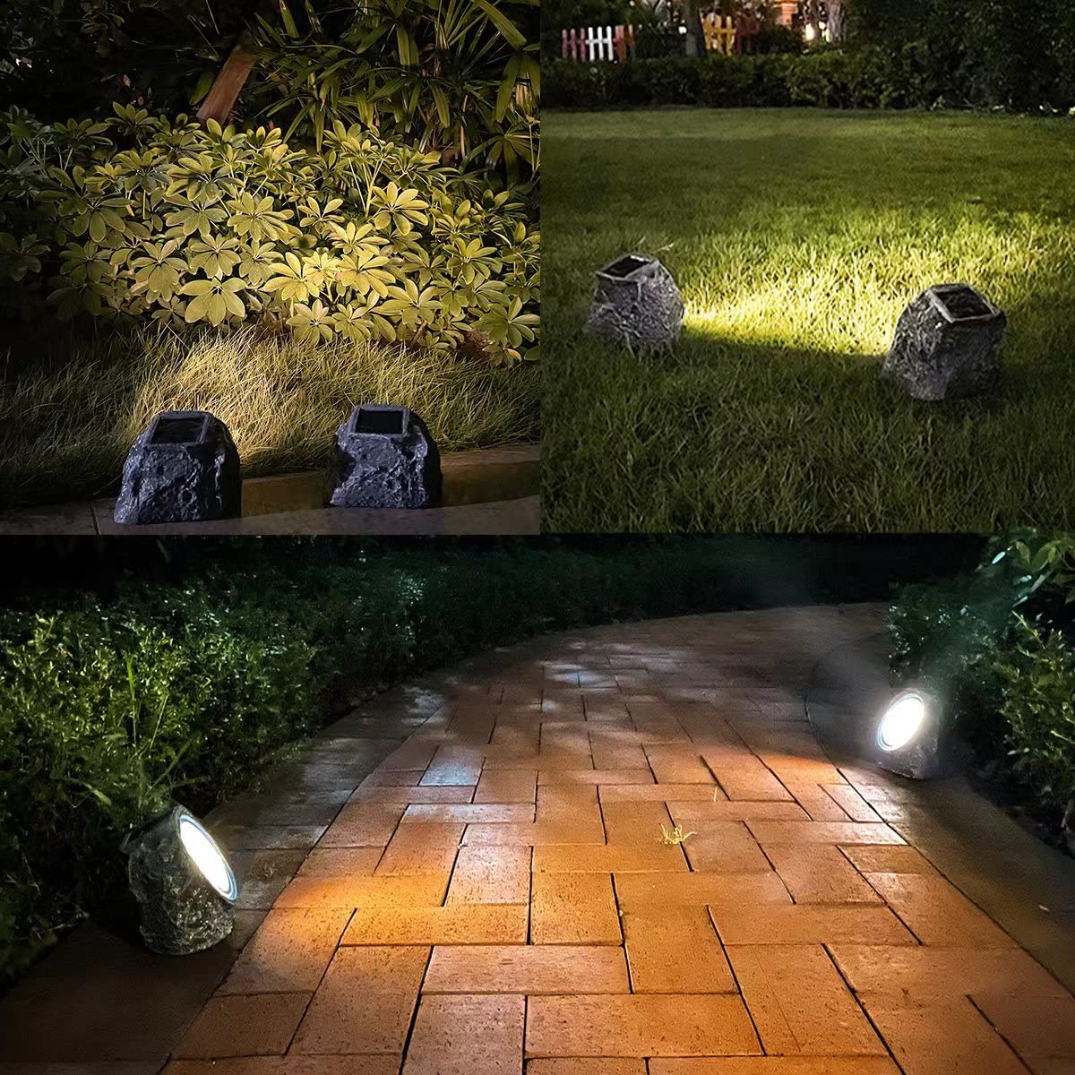 EiGreen Solar Landscape Lights - 10 LED Waterproof Outdoor Rock Lights (2 Pack, Warm White) for Garden, Yard, Pathway & Patio Decoration | Solar Powered Outdoor Lighting for Nighttime Ambience