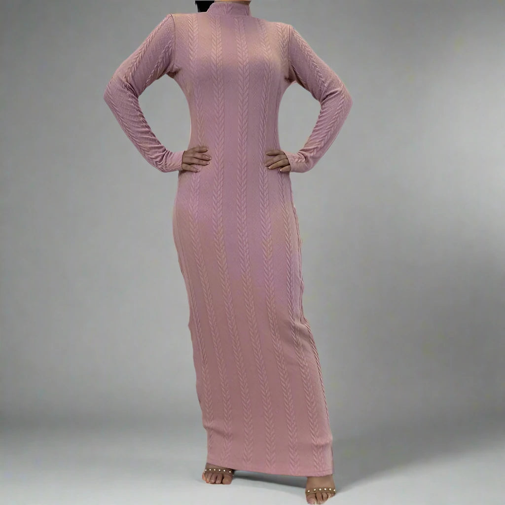 Muslim Women's Knitted Cotton Abaya Inner Dress - Modest Islamic Prayer Dress for Home & Mosque Wear