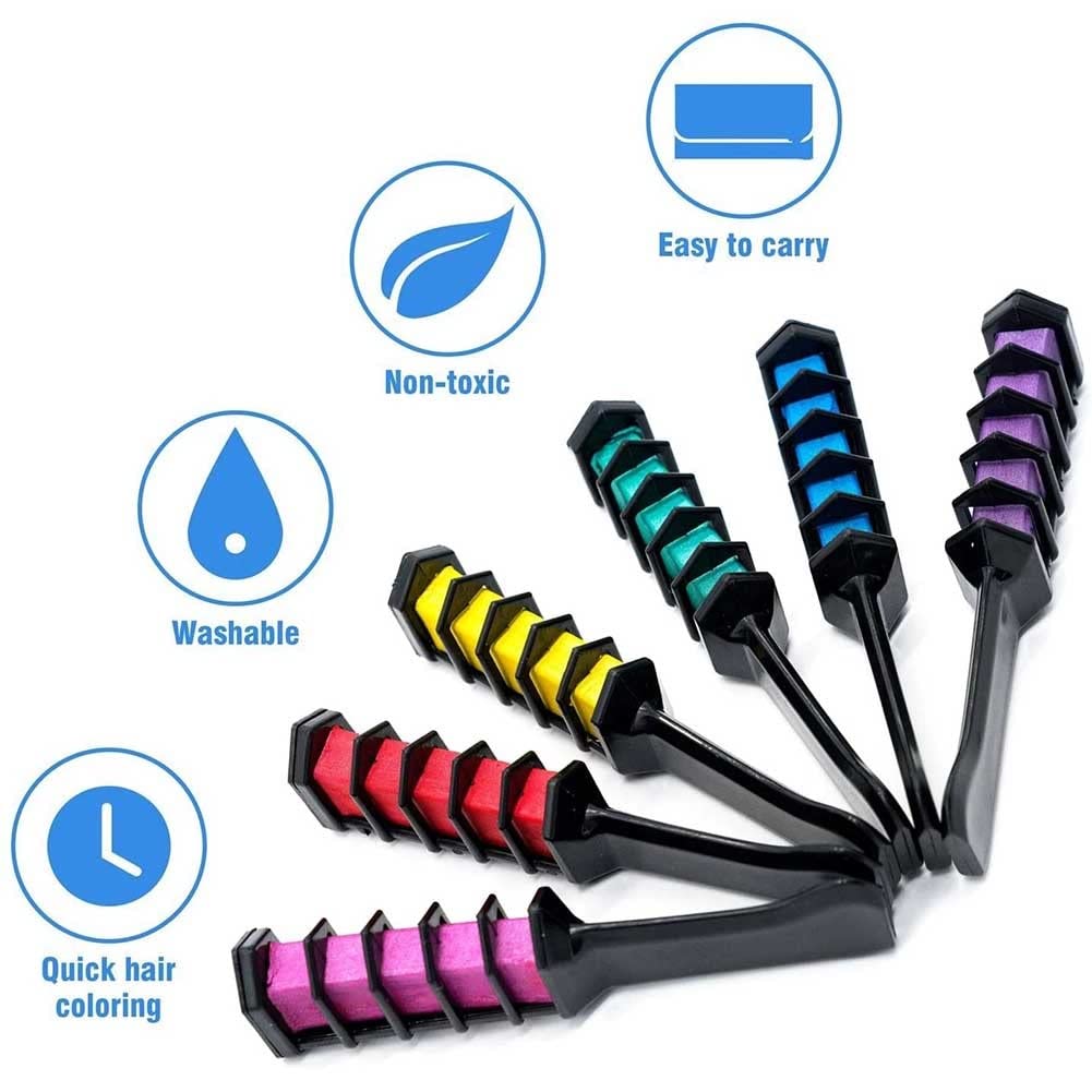 Washable Temporary Hair Chalk Comb - Purple | DIY Hair Color for Parties, Cosplay & Special Events | Perfect for New Year, Birthday Celebrations & Costume Makeup
