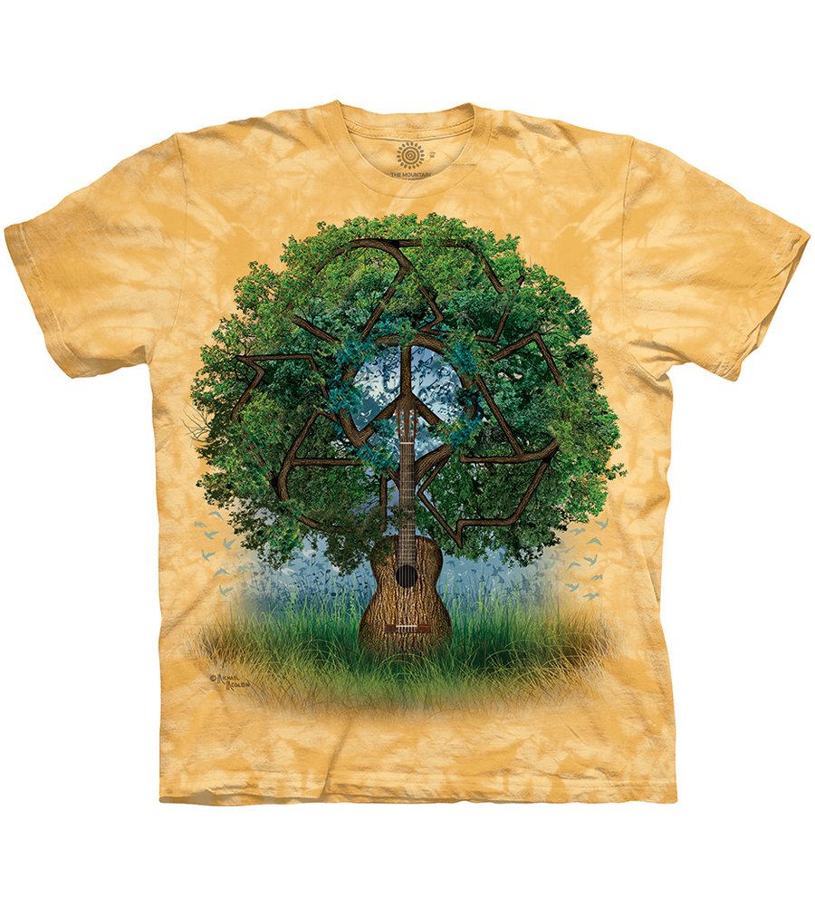 The Mountain Guitar Tree T-Shirt - Vintage Music Lover Graphic Tee for Men & Women - Perfect for Concerts, Gifts & Casual Wear
