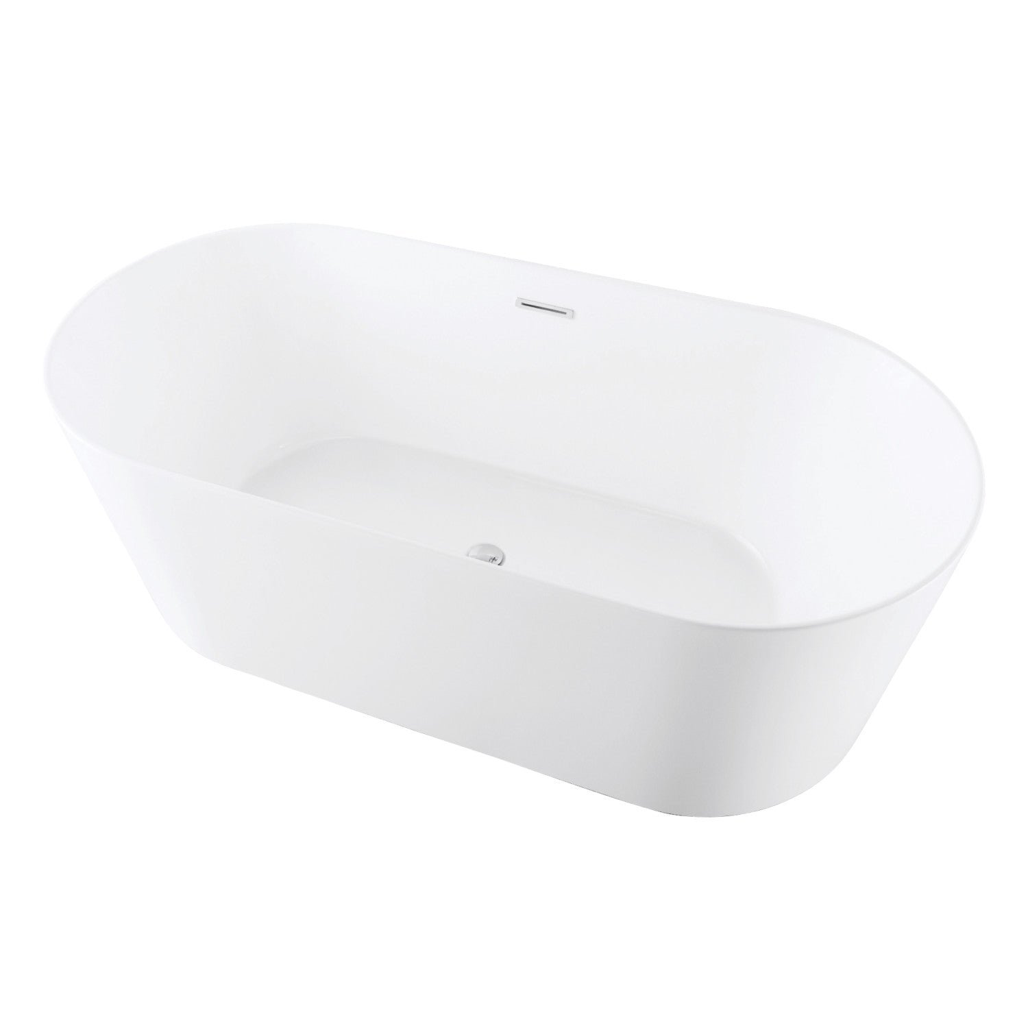 Aqua Eden 59-Inch Freestanding Acrylic Oval Bathtub - Glossy White Double-Ended Soaking Tub with Drain - Perfect for Luxury Bathrooms & Spa Retreats