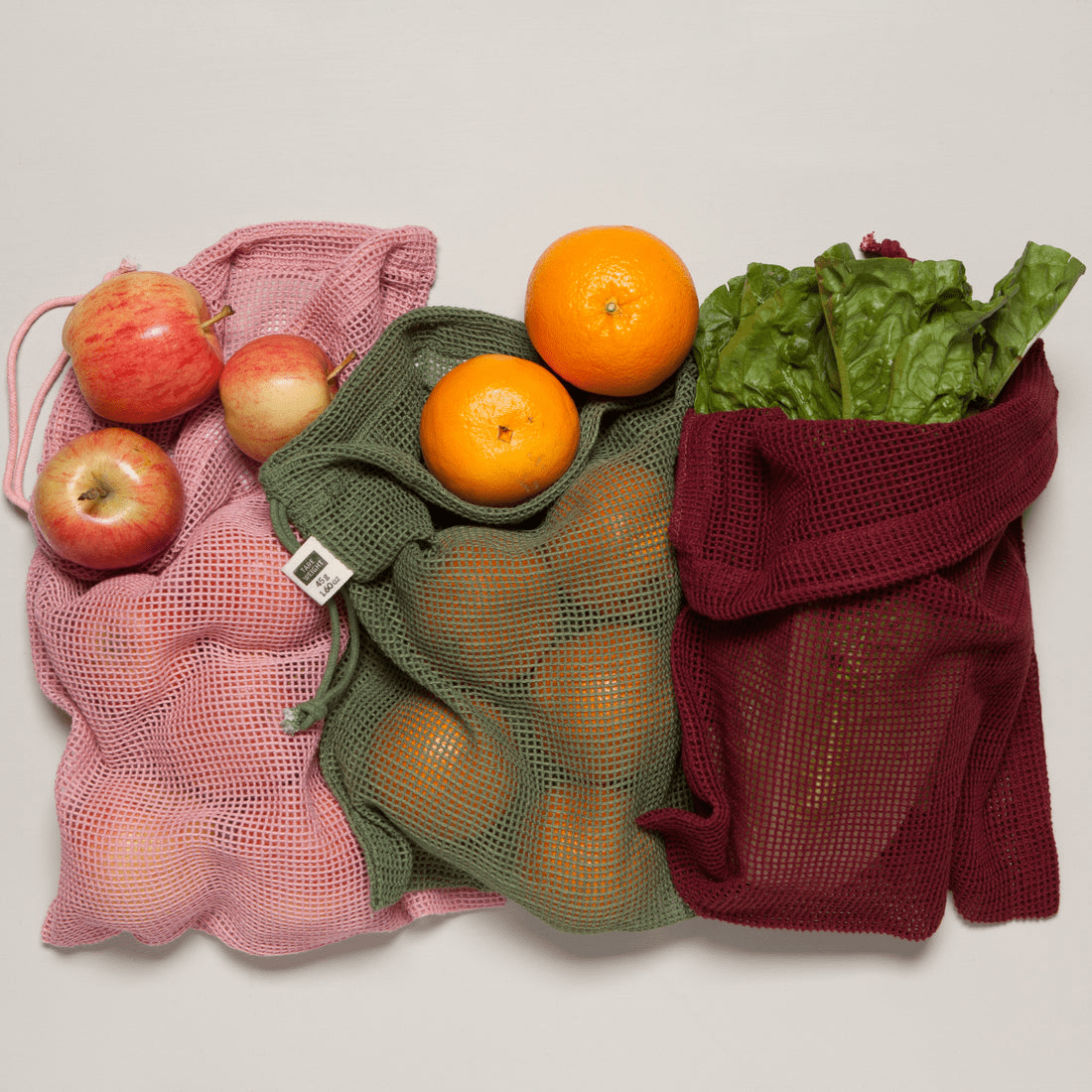Now Designs Le Marche Blush Reusable Produce Bags - Set of 3 Eco-Friendly Mesh Grocery Bags for Farmers Market & Zero Waste Shopping