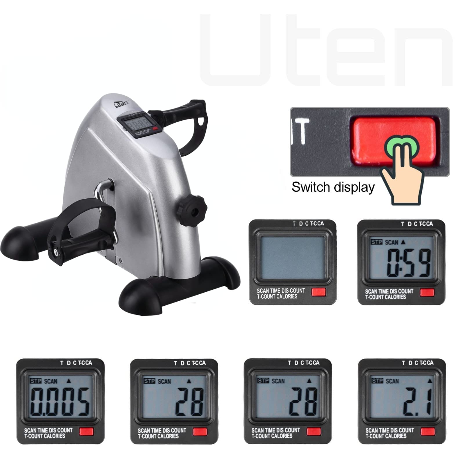 Mini Exercise Bike for Home & Office - Under Desk Bike Pedal Exerciser with LCD Display - Portable Peddler Exerciser for Leg & Arm Workout - Perfect for Desk Work, Physical Therapy & Home Fitness