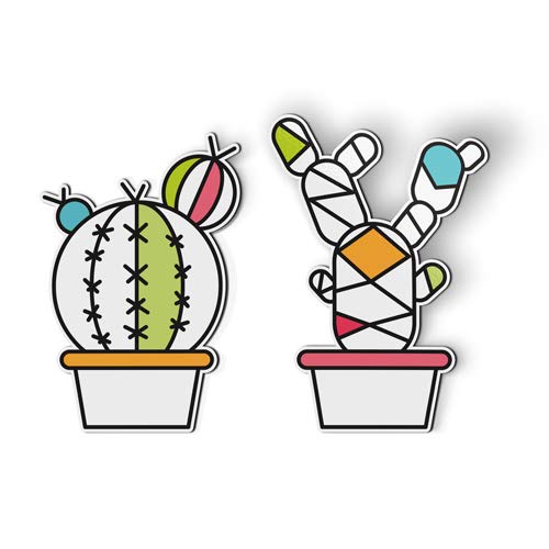 Colorful Geometric Cactus Fridge Magnets Set of 2 - 3