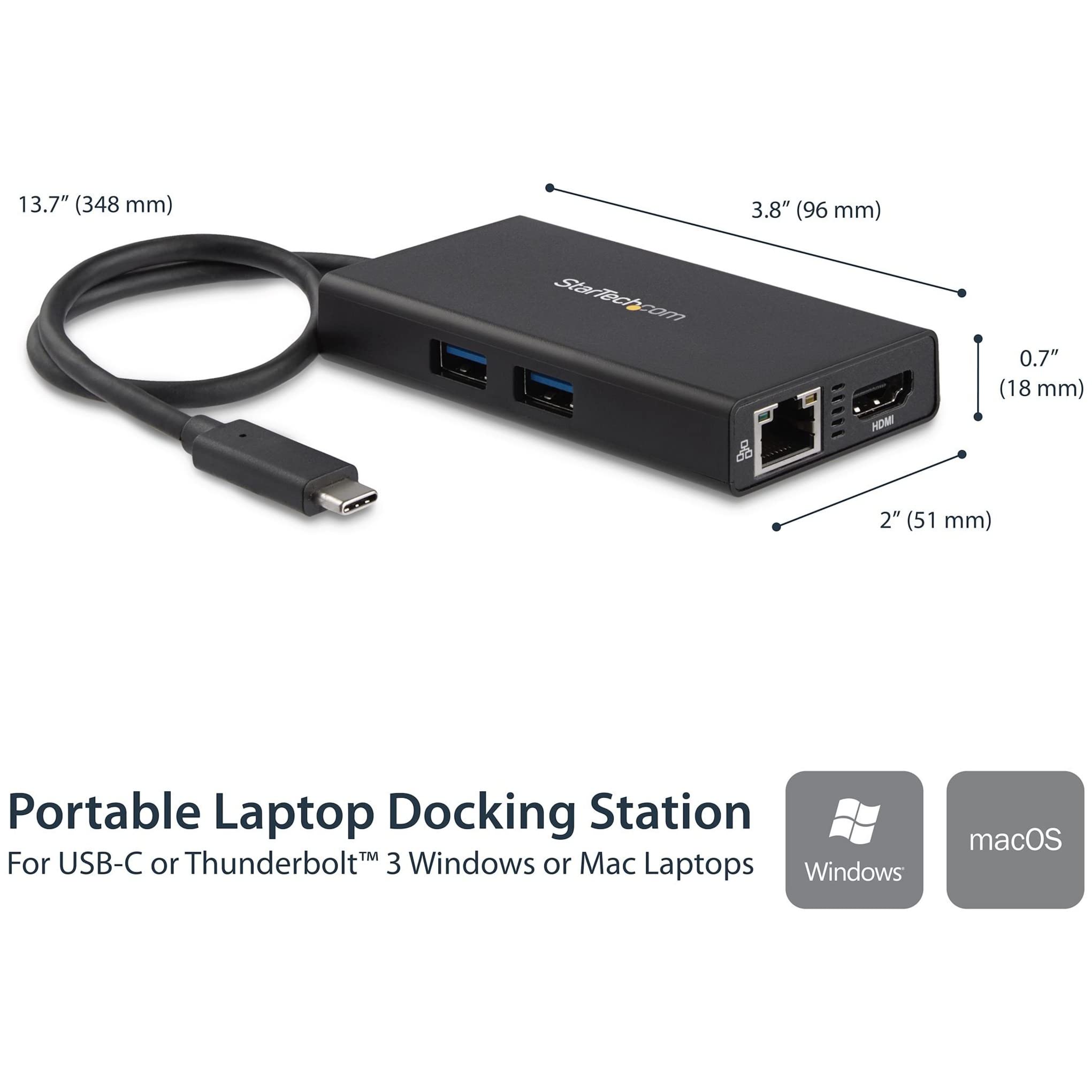 StarTech.com DKT30CHPD USB C Multiport Adapter with Power Delivery (PD) - 4K HDMI, Gigabit Ethernet, USB 3.0 Hub - Black - Perfect for MacBook Pro, Dell XPS & Home Office Setup