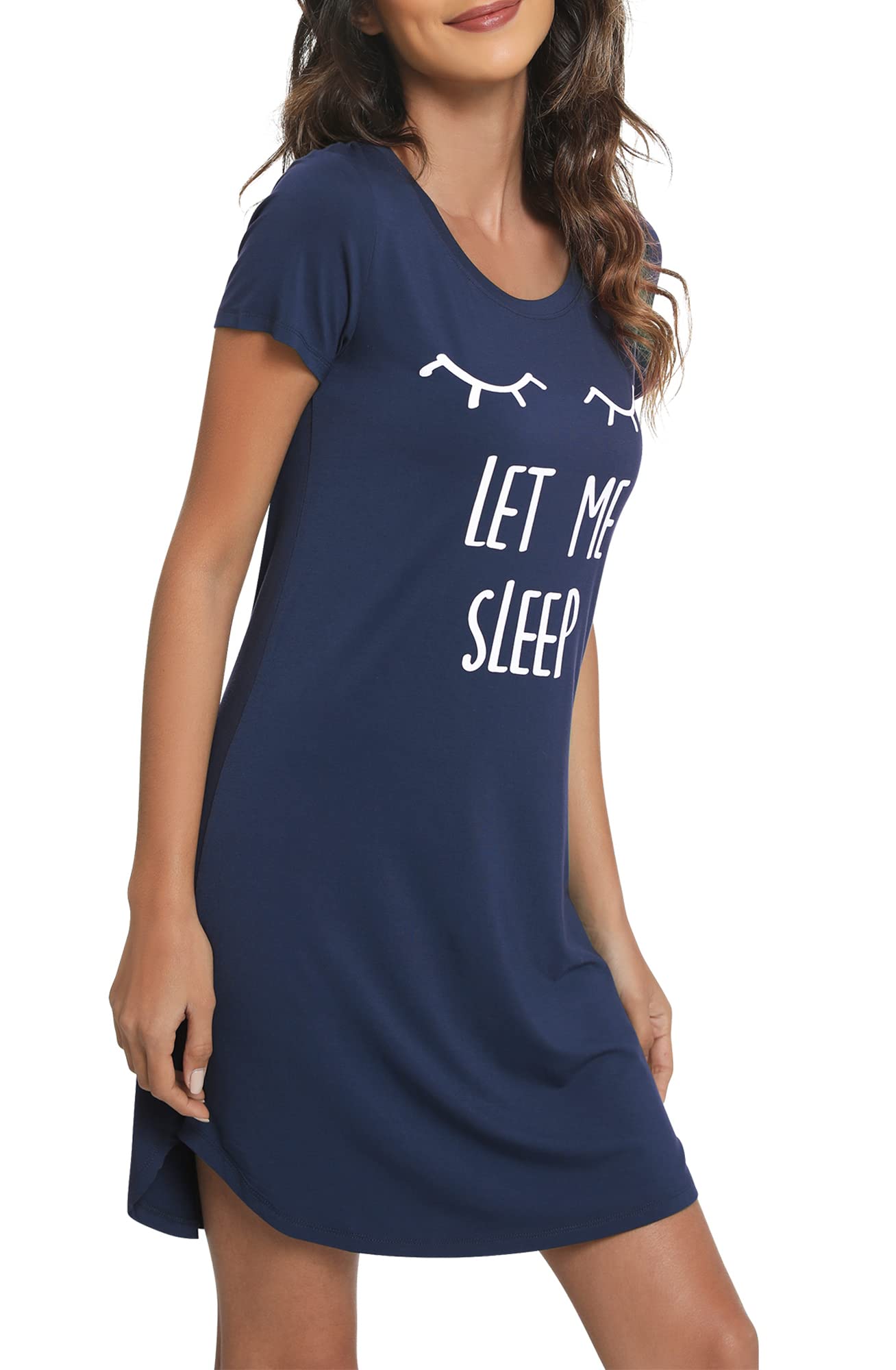 WiWi Soft Women's Viscose Bamboo Nightgowns - Plus Size Sleep Shirts & Short Sleeve Pajamas (S-4X) for Comfortable Lounge & Bedtime Wear