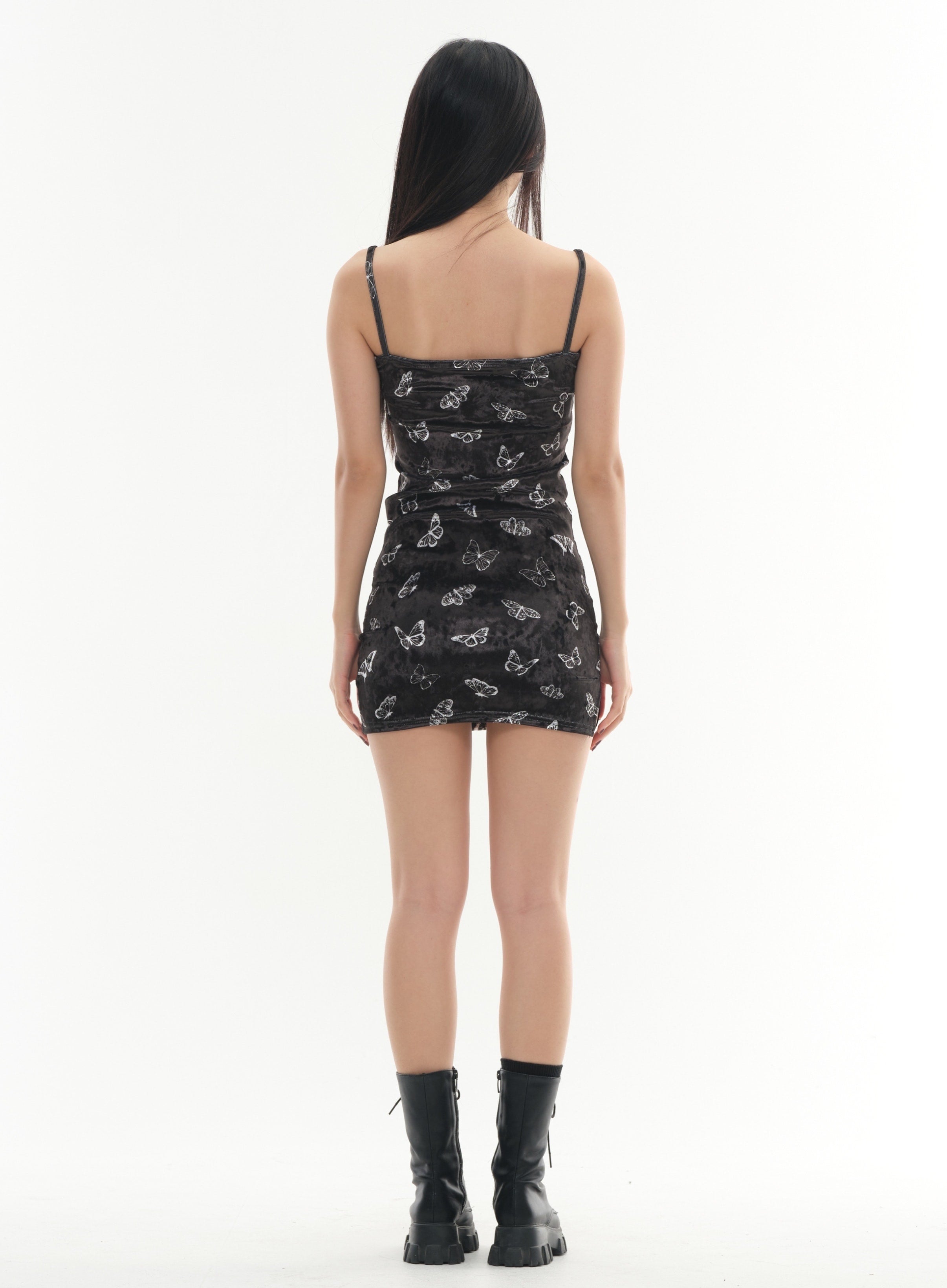 Butterfly Print Mini Strap Dress - Women's Floral Summer Party Dress for Beach, Vacation & Date Night | Lewkin Original #1126K8