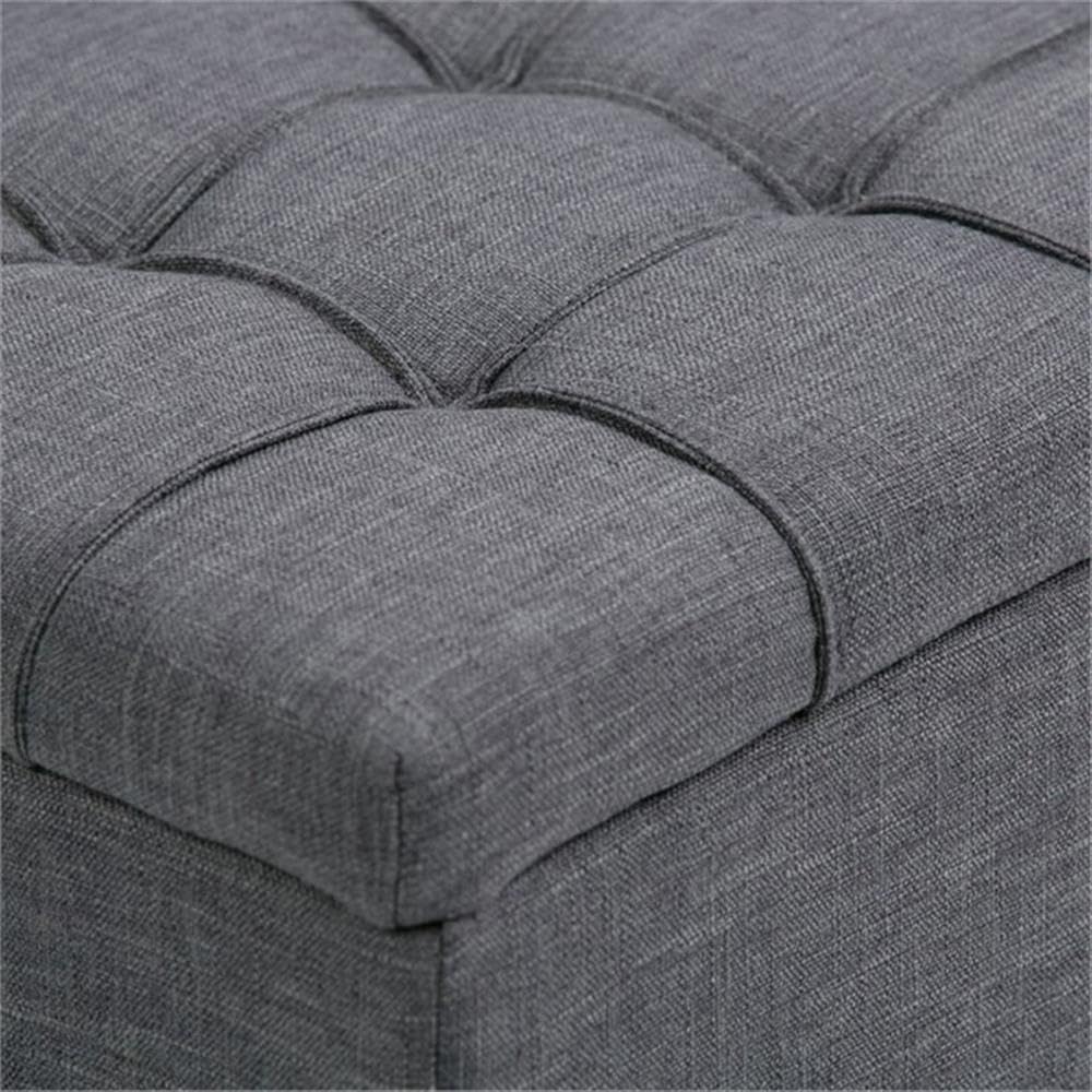 3 in 1 Storage Ottoman Bench with Lift Top - Upholstered Footrest & Hassock, Large Hidden Storage Chest for Blankets (Dark Gray, Queen Size) - Perfect for Bedroom, Living Room & Home Organization