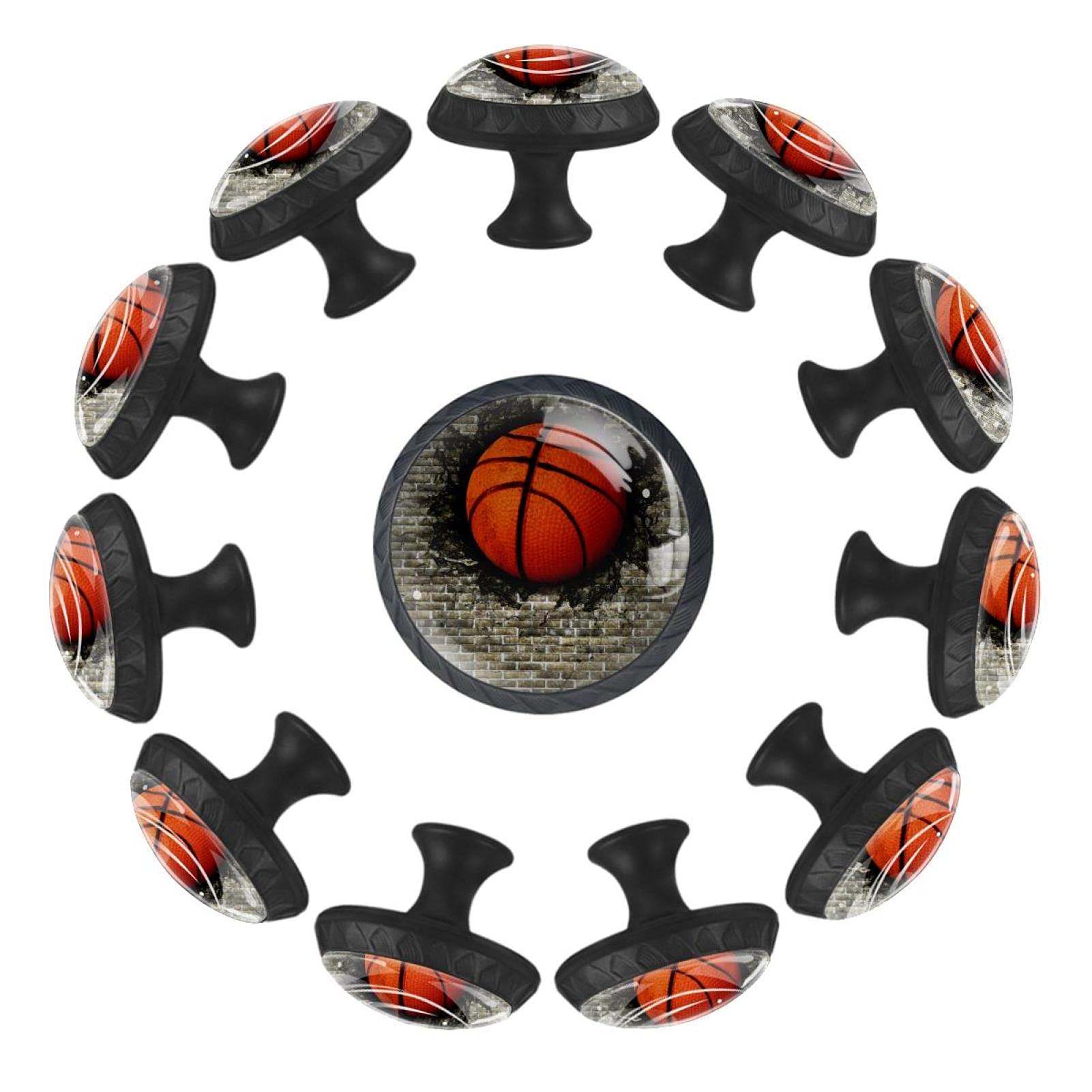 12 Pcs Crystal Glass Basketball Drawer Knobs - Home & Office Decor