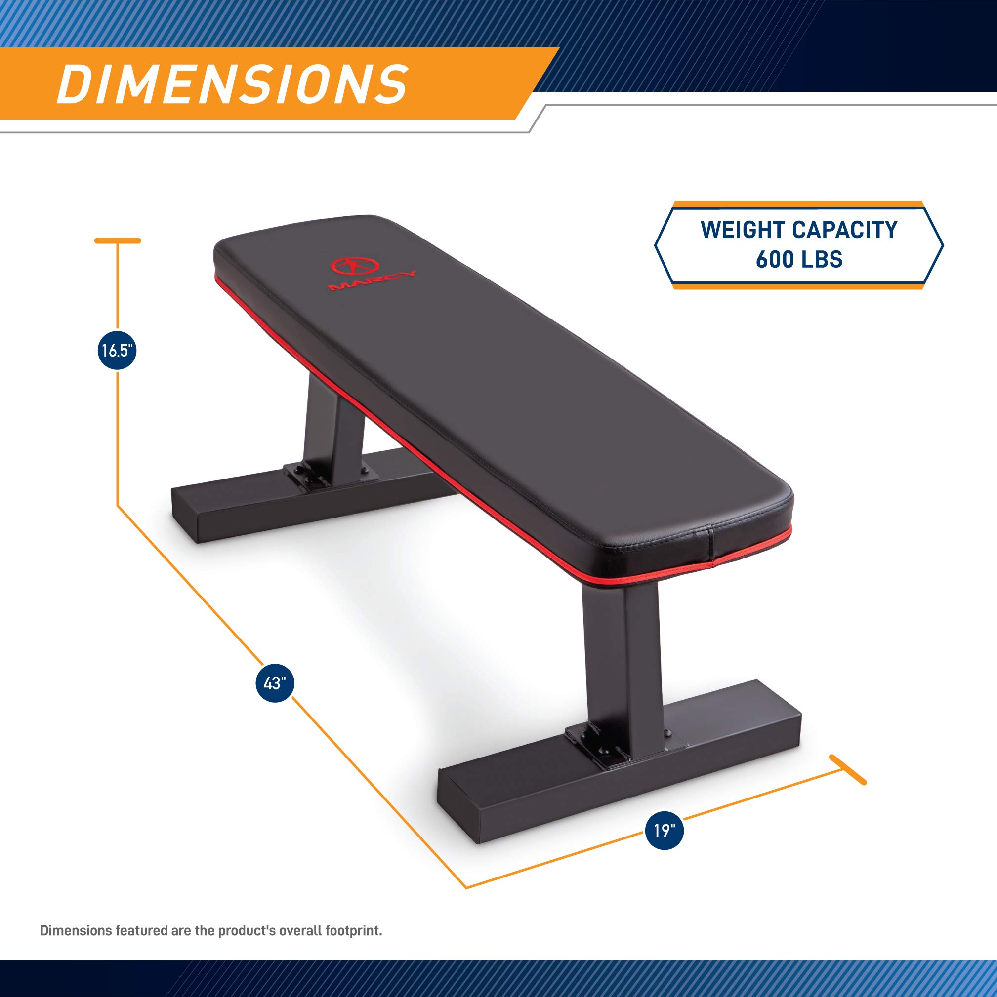 Marcy Flat Utility Weight Bench for Home Gym - Adjustable Strength Training Bench for Dumbbell, Barbell & Ab Exercises - Perfect for Home Workouts & Fitness Training