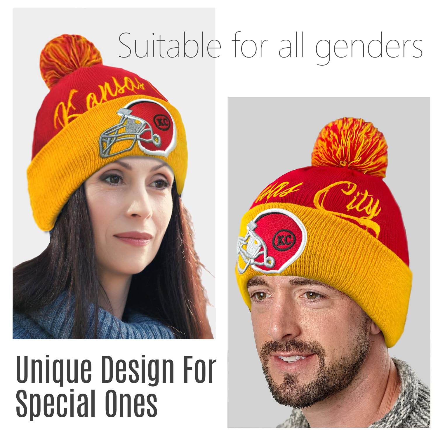 2024 Stylish Football Team Logo Winter Knit Beanie - Warm Cuffed Sport Hat for Men & Women | Perfect for Game Day, Outdoor Activities & Cold Weather Fashion