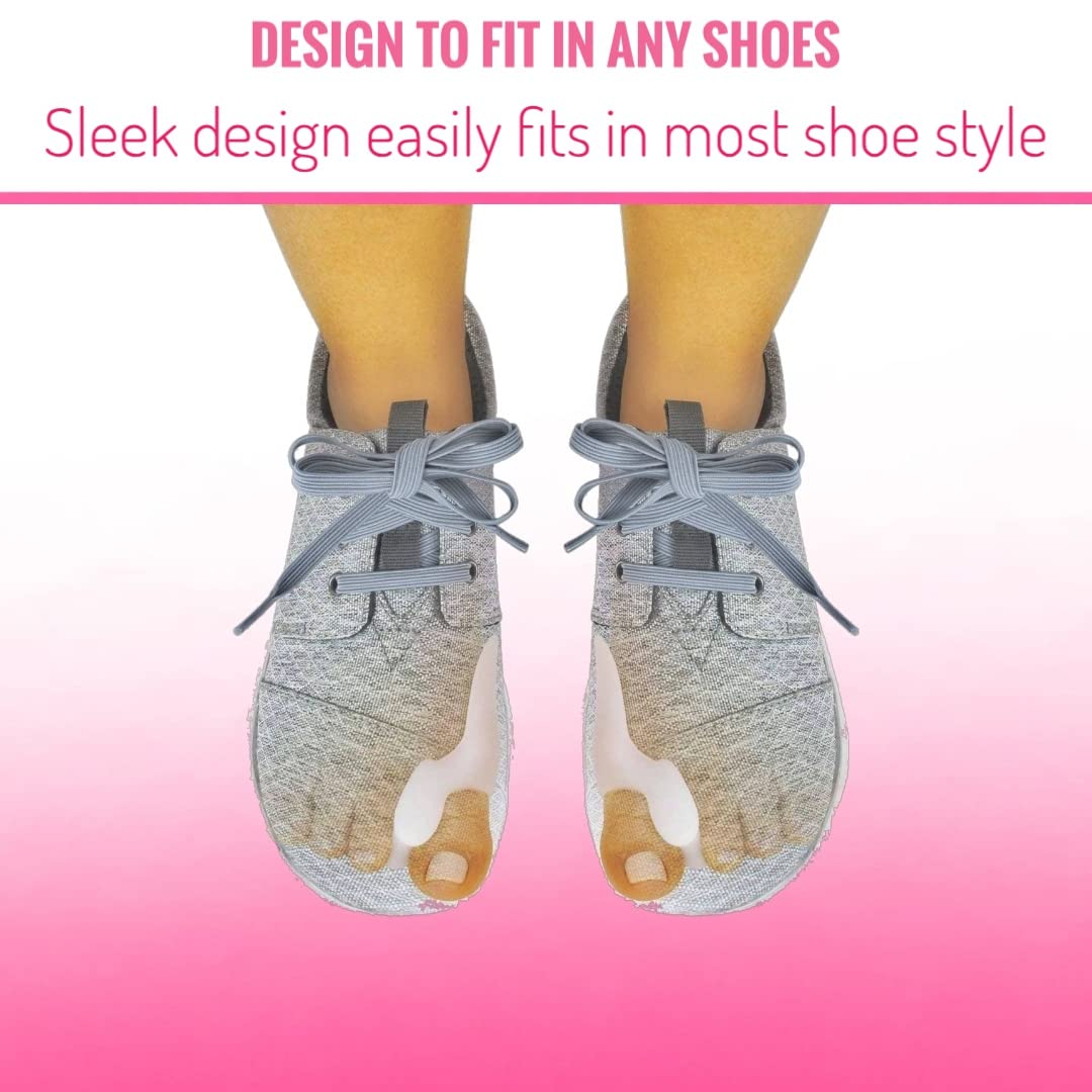 FLETIX Silicone Toe Separators for Bunion Relief - Soft Gel Toe Spacers & Protectors - Hallux Valgus Correctors & Orthopedic Braces - White Pair (Set of 1) - Perfect for Yoga, Running & Post-Surgery Recovery