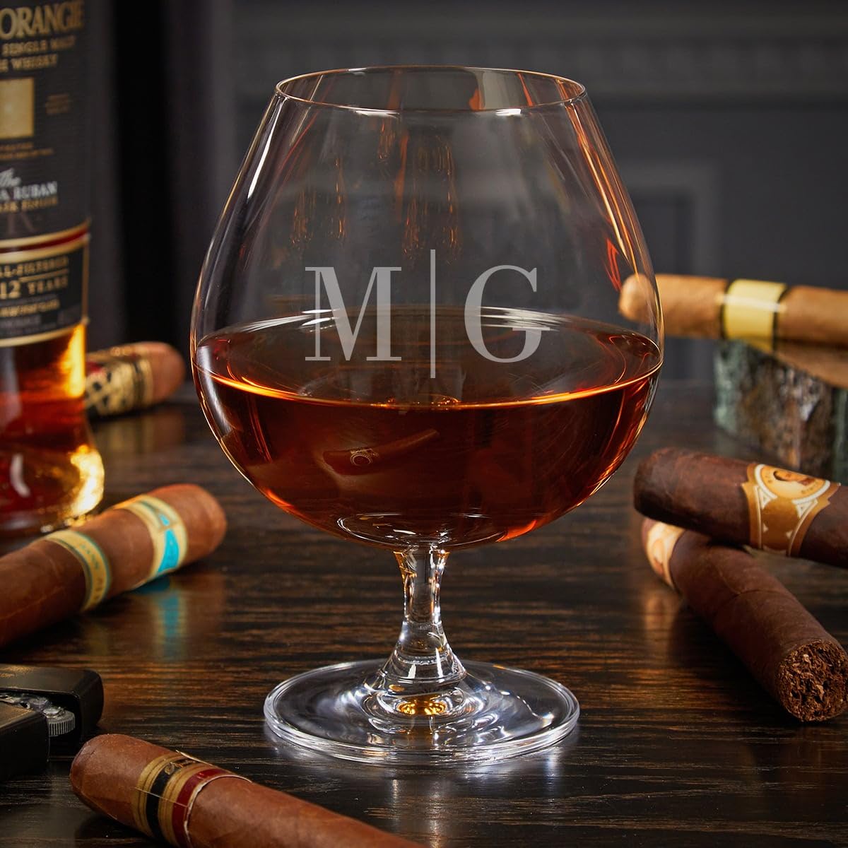 Premium Custom Cognac Gift Set in Elegant Ebony Wood Box - Perfect for Anniversaries, Corporate Gifts & Special Occasions