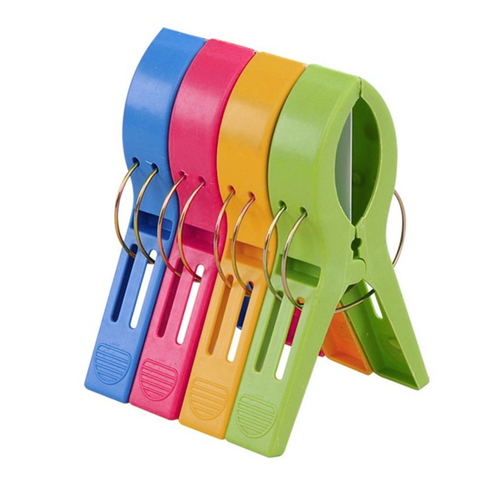 8-Piece Beach Towel Clips Set - Heavy Duty Plastic Clips for Sunbeds, Lounge Chairs, Quilts & Laundry - Secure Grip, Vibrant Colors - Perfect for Poolside, Beach, Camping & Home Use