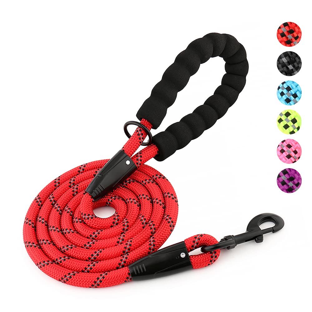 Plutus Pet Heavy Duty Rope Dog Leash with Comfortable Padded Handle - Reflective, Durable 4/5/6 FT Leash for Small, Medium & Large Dogs (1/2