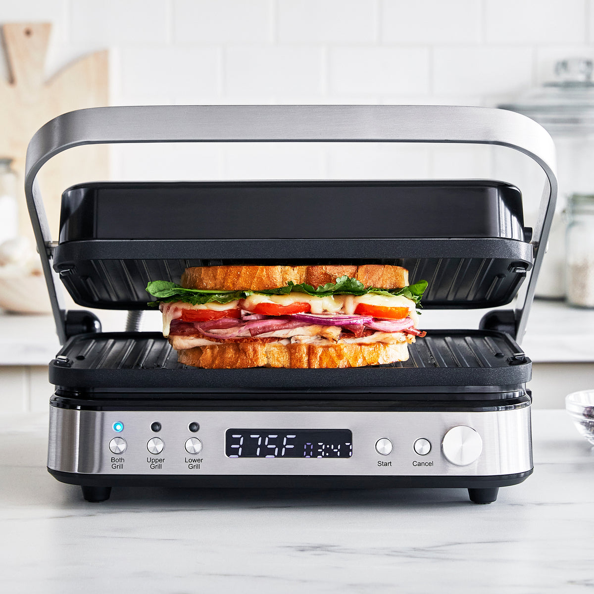 3-in-1 Ceramic Nonstick Grill, Griddle & Waffle Maker - Stainless Steel Electric Cooker for Pancakes, Burgers & Waffles | Perfect for Breakfast, BBQ & Family Gatherings