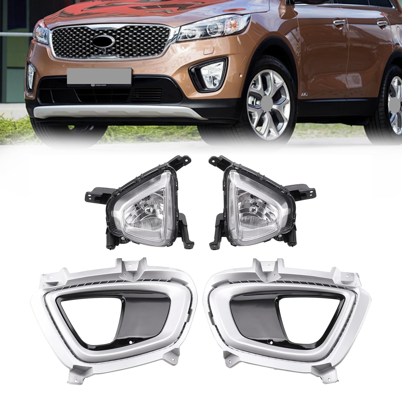 MotorFansClub Front Fog Lights for Kia Sorento 2016-2018 - Durable Bumper Fog Lamps with Protective Covers (Pair for Driver & Passenger Side) - Enhance Night Driving Safety & Style