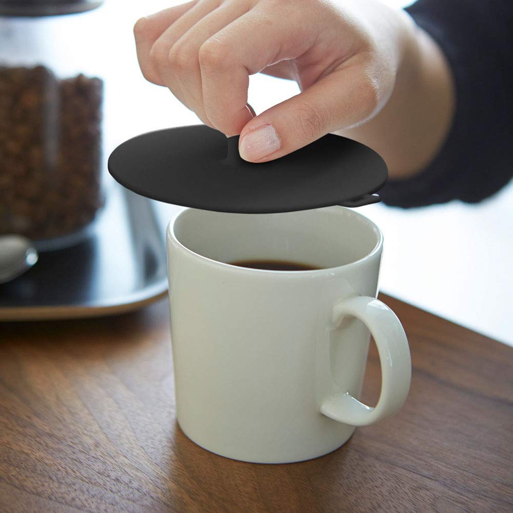 YAMAZAKI Home Tower Cup Cover - Black | Dishwasher Safe Coffee Mug Lid | Perfect for Office, Kitchen & Travel Use