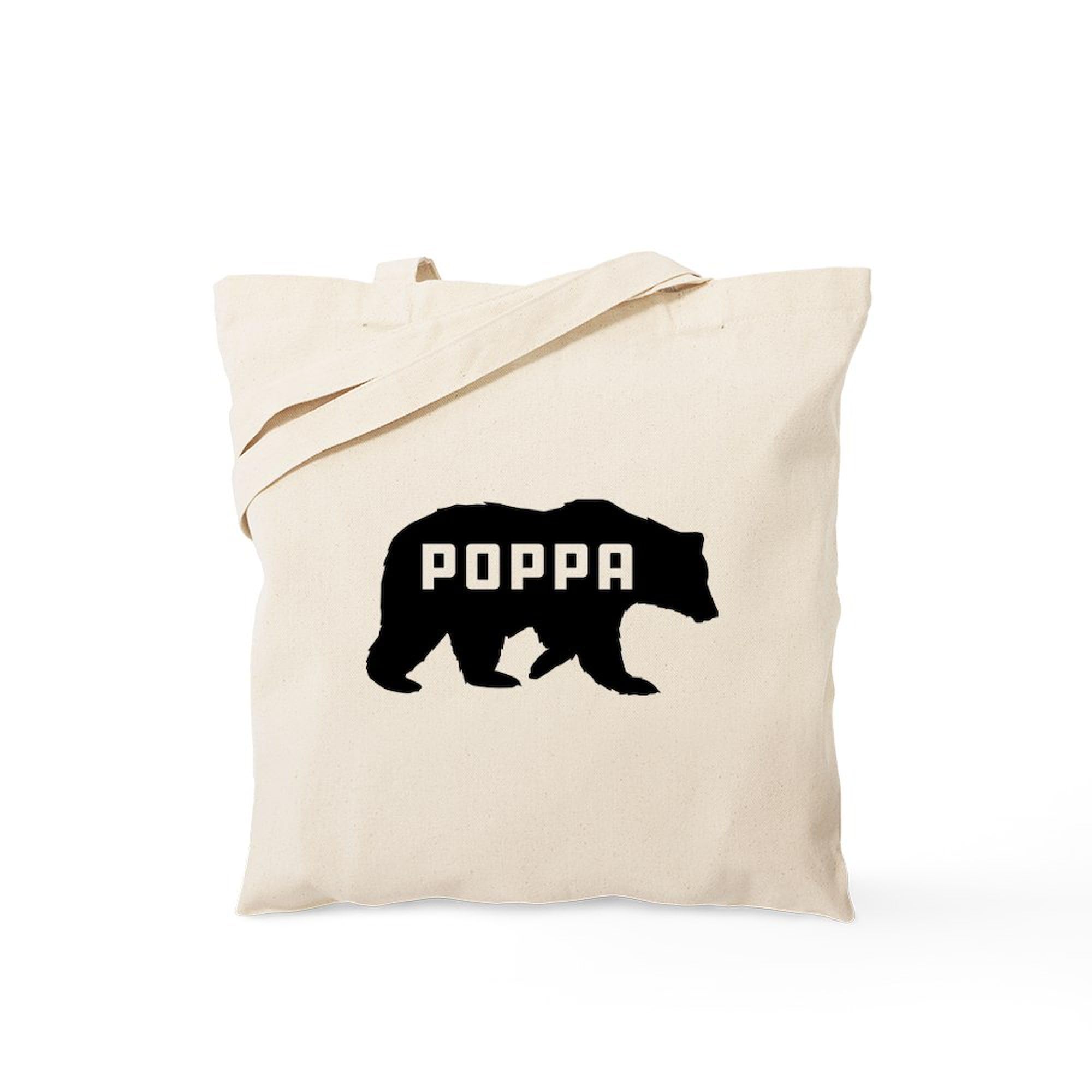 Poppa Bear Canvas Tote Bag - Natural Reusable Shopping Bag for Groceries, Beach & Everyday Use | Durable Eco-Friendly Cotton Tote with Dad-Themed Design