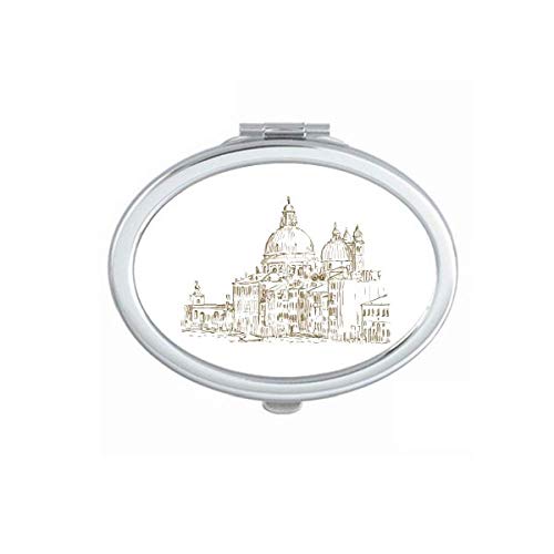 DIYthinker Russia House Landmark Sketch Landscape Mirror - Portable Foldable Double-Sided Makeup Mirror with Travel Case - Perfect for Travel, Home Vanity & Professional Makeup Artists
