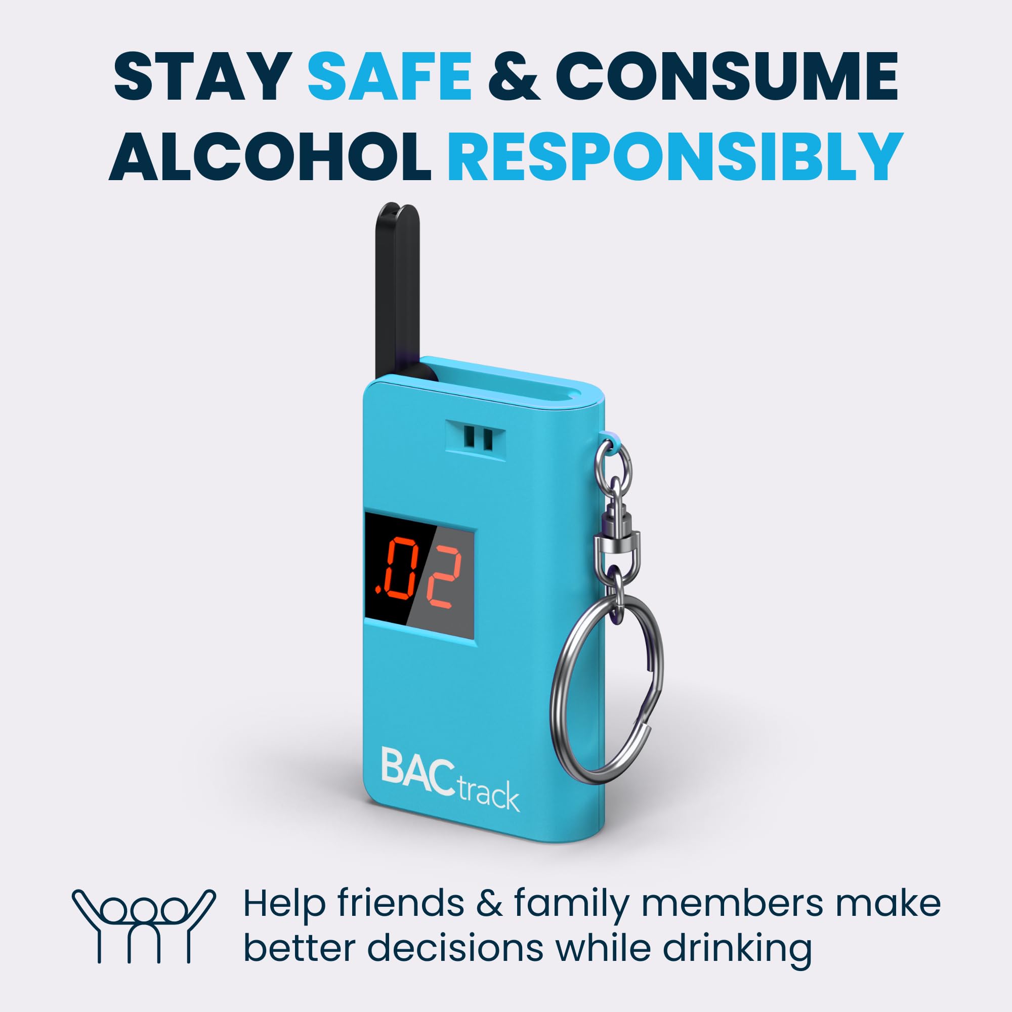 BACtrack Keychain Breathalyzer (Blue) with 20 Mouthpieces - Portable Alcohol Breath Tester for Personal & Professional Use - Perfect for Parties, Driving Safety, and Workplace Testing