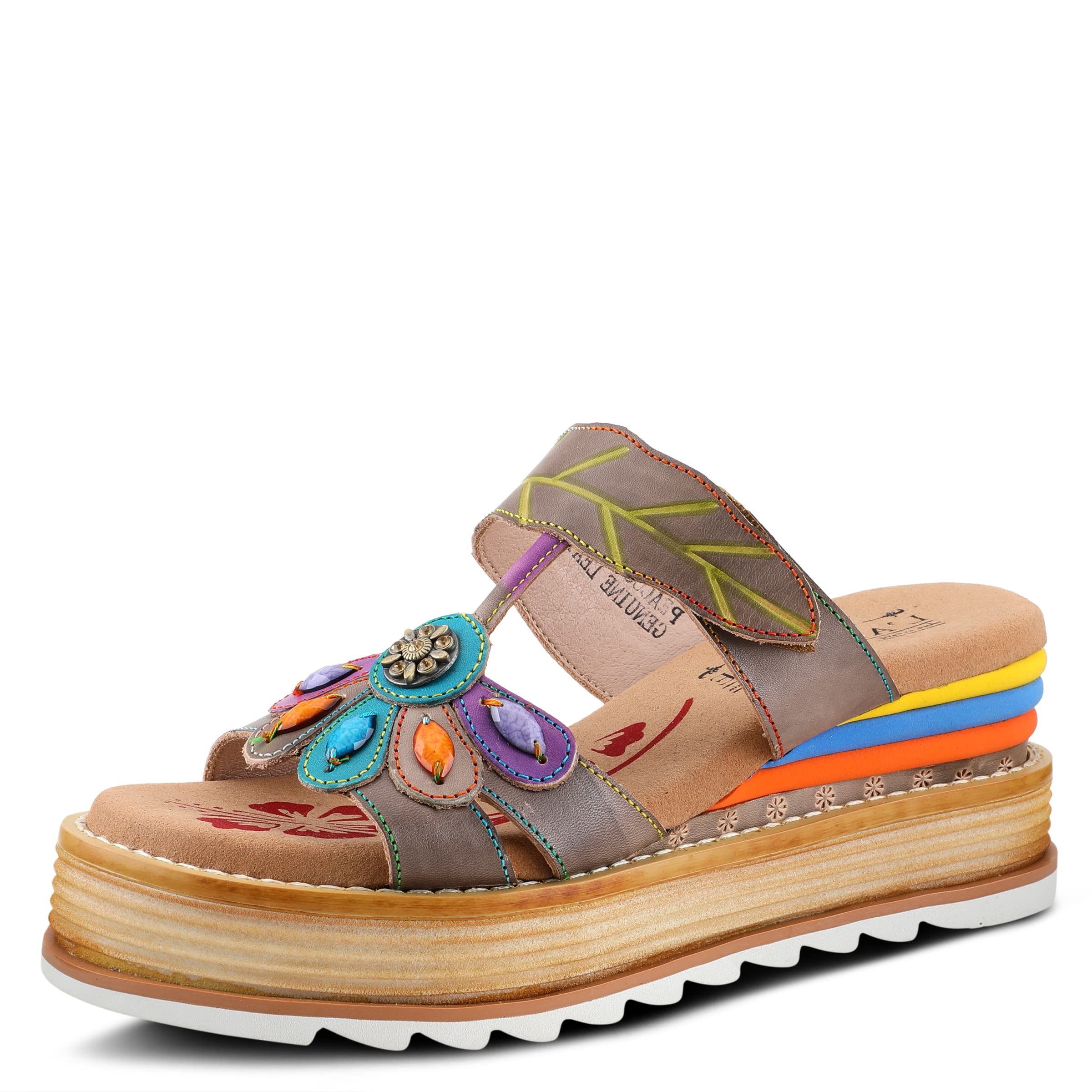 L'ARTISTE Women's Peacock Slide Sandals - Comfortable Summer Beach Flip Flops for Casual Wear, Poolside Lounging & Vacation Outfits