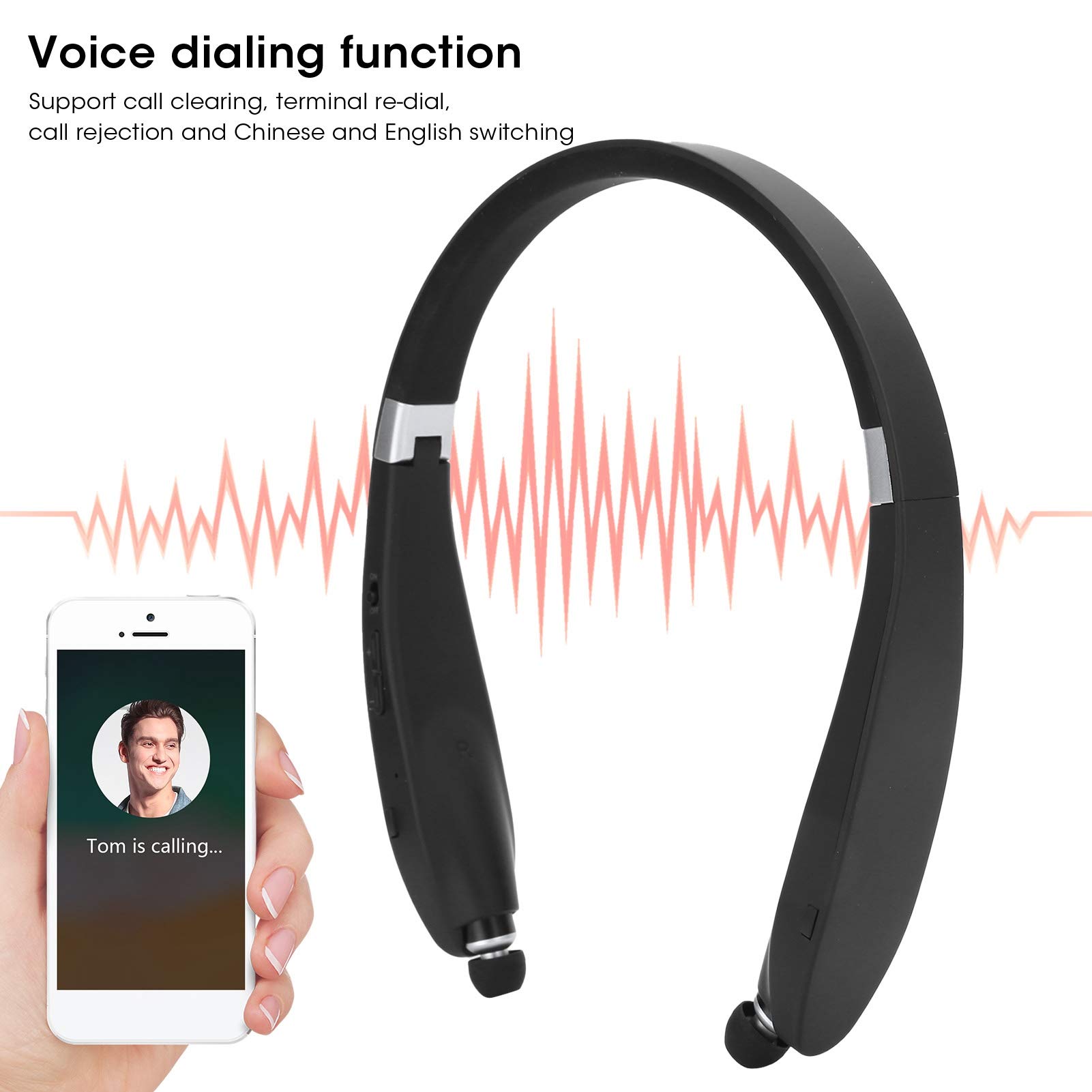 SX-991 Wireless Stereo 5.0 Bluetooth Sports Earphones - Foldable Neckband Headset with Adjustable Earbuds for Running, Gym Workouts & Commuting