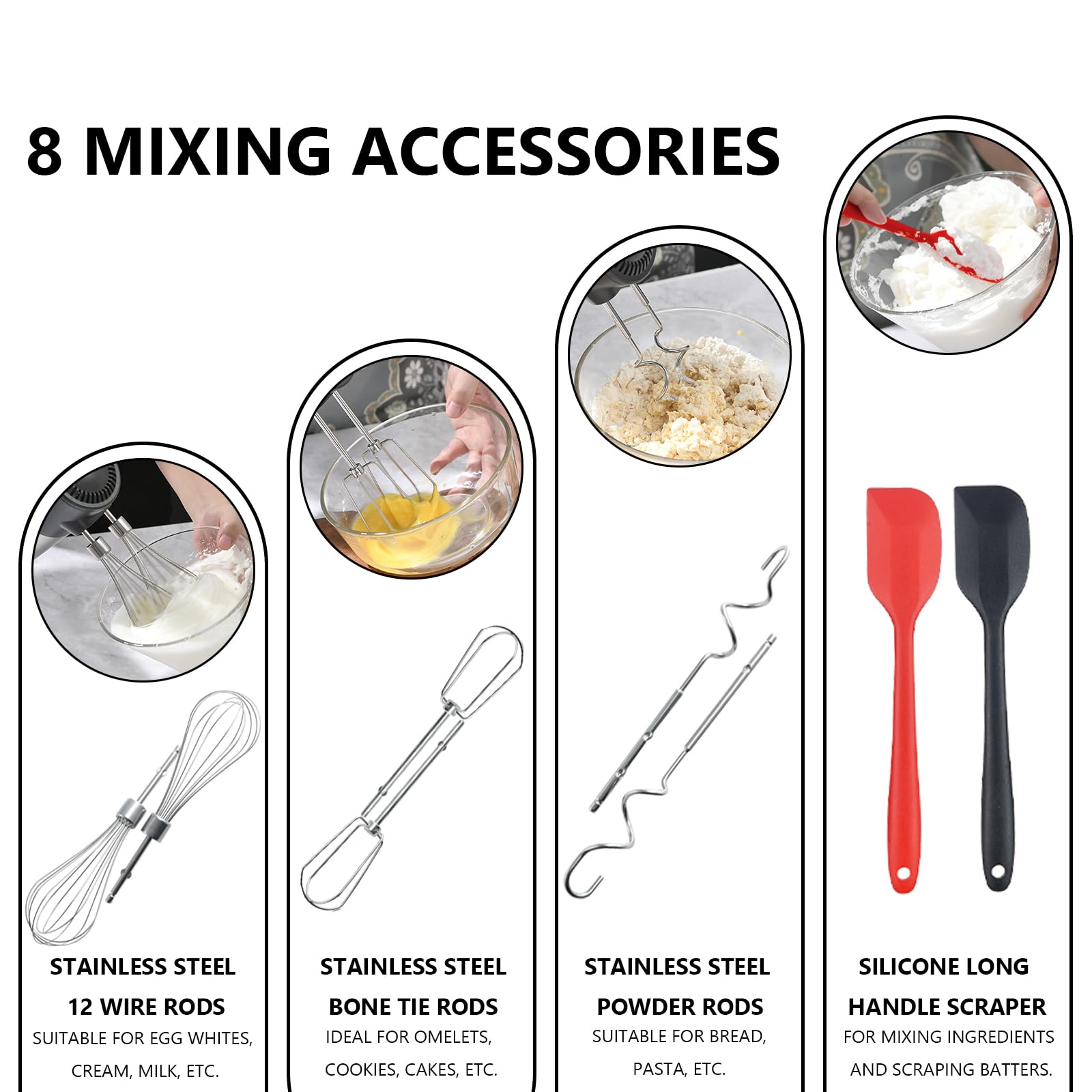9-Speed Electric Hand Mixer with Storage Base, Whisk & Dough Hooks - 400W Powerful DC Motor, Digital Touch Control - Perfect for Baking Cakes, Cookies & Mixing Batters
