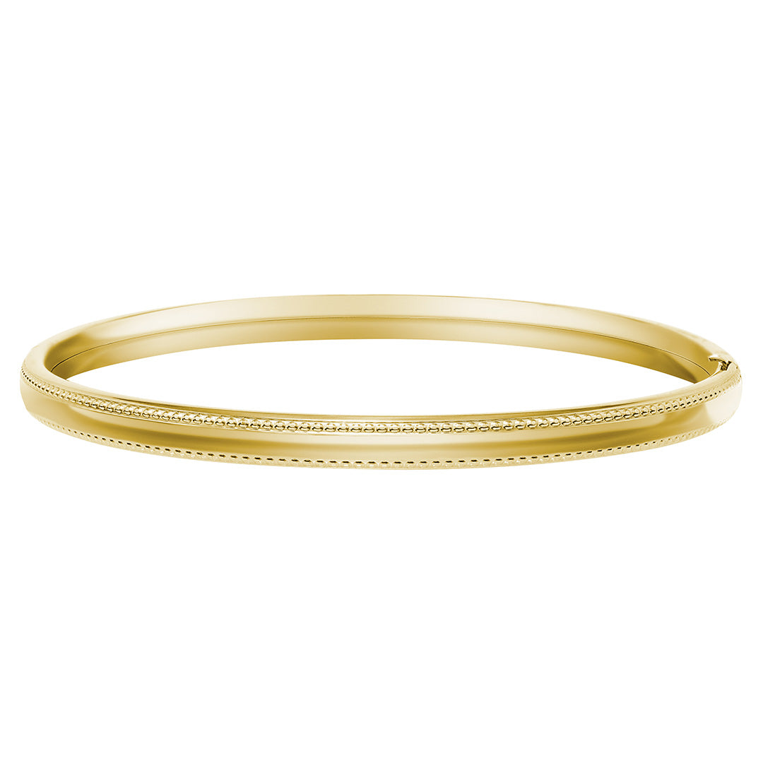 14K Gold Filled 5mm Beaded Edge Bangle Bracelet for Women - Elegant Stackable Jewelry for Everyday Wear & Special Occasions