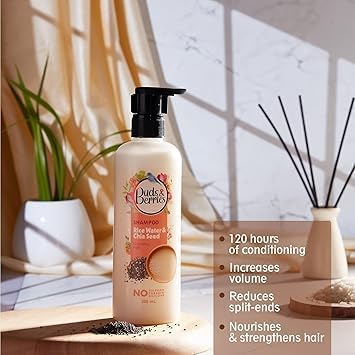 Rice Water and Chia Seeds Nourishing Shampoo for Hair Growth - Sulfate Free, Paraben Free & Silicone Free Formula - 120 Hours Deep Conditioning Treatment (300ml) - Perfect for Dry, Damaged Hair & Daily Hair Care Routine