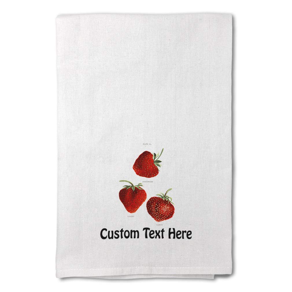 Custom Printed Strawberry Flour Sack Kitchen Towels - 100% Cotton Dish Towels for Baking, Cooking & Cleaning - Personalized Kitchen Decor & Gift Idea for Home, Restaurant, or Cafe Use