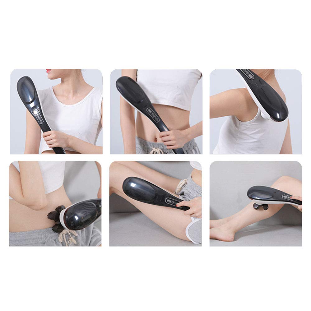 Cordless Electric Percussion Full Body Massager - Handheld Deep Tissue Massage Gun with 6 Interchangeable Nodes & Infrared Therapy, Portable Design for Muscle Recovery (Black) - Perfect for Post-Workout, Sports Injury Relief & Home Relaxation