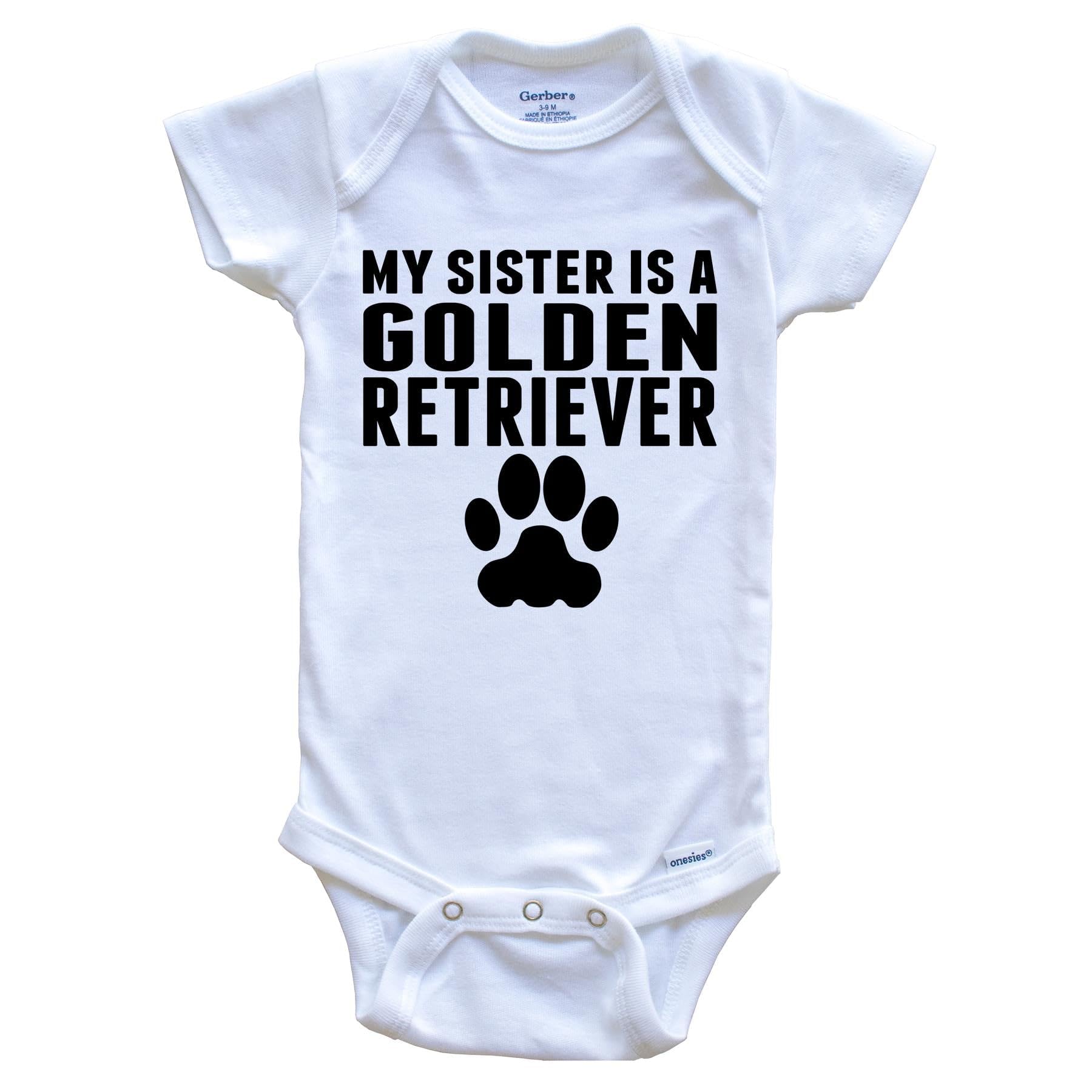 My Sister is a Golden Retriever Baby Bodysuit - Adorable Dog-Themed One-Piece Outfit for Infants | Perfect for Family Photos, Pet Lovers & Special Occasions