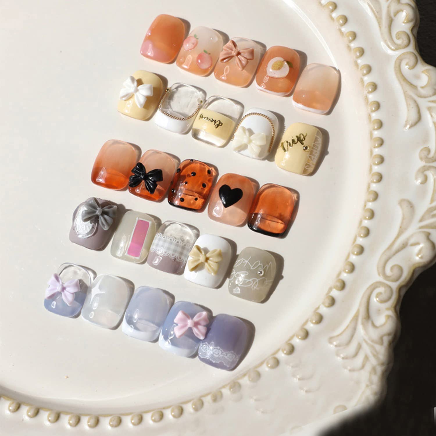 JERCLITY 3D Aurora Butterfly & Bow Nail Charms - 2 Boxes Nail Art Decorations with Pearls & Studs for Acrylic Nails - Perfect for Salon, DIY Manicure & Women's Nail Accessories - Great Gift for Girls & Teens