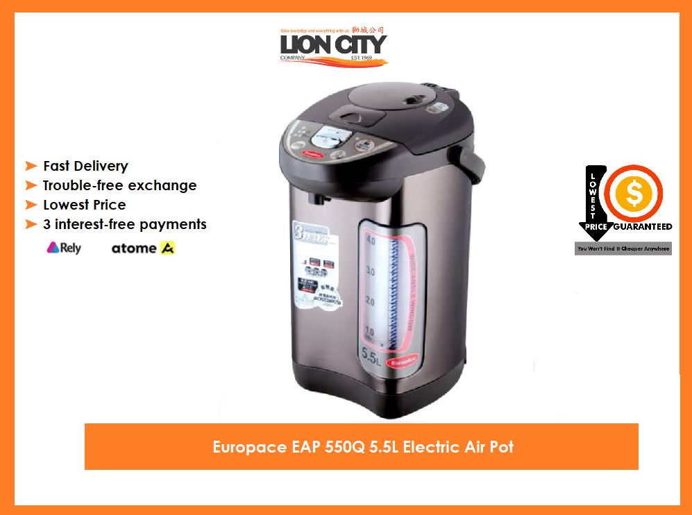 Europace EAP 550Q 5.5L Electric Air Pot - Fast Boiling Water Kettle with Auto Shut-Off & Keep Warm Function for Home, Office, Tea & Coffee Making