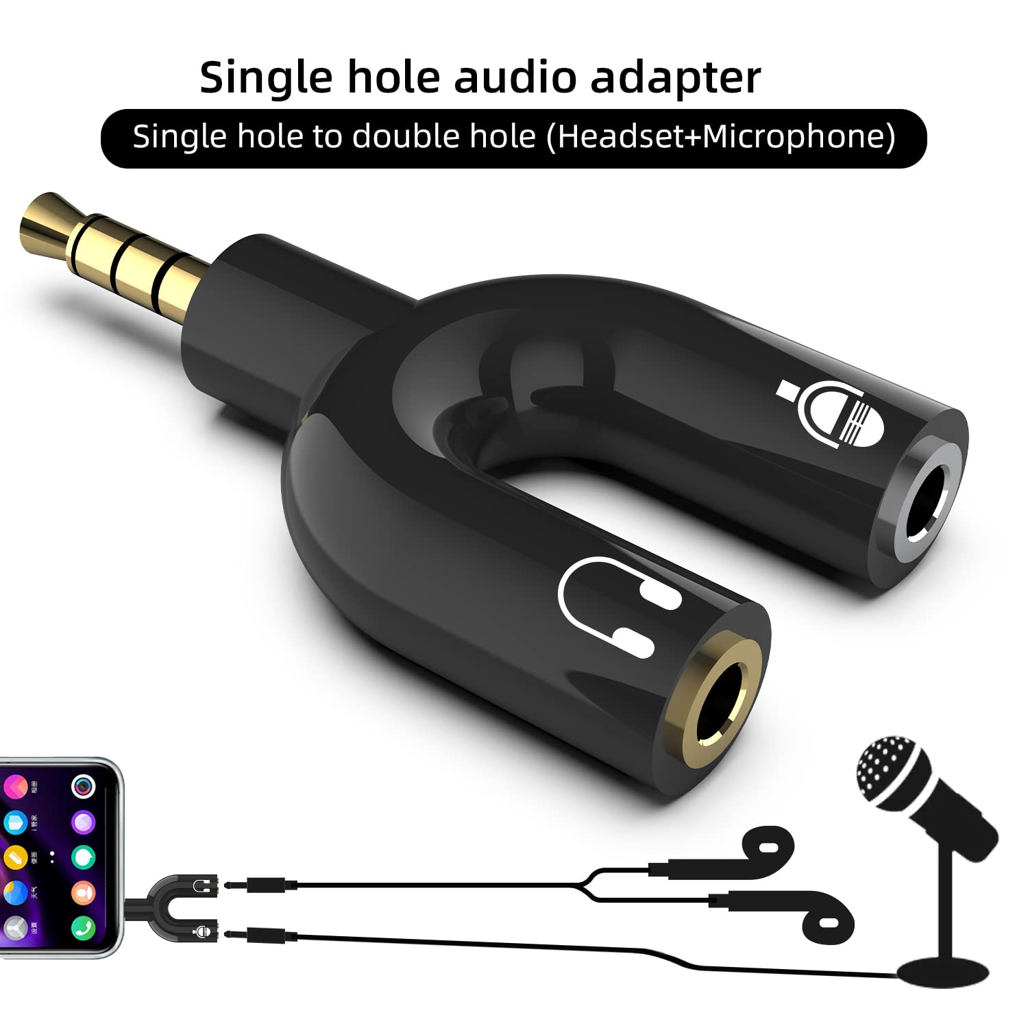 3.5mm Headphone Splitter Adapter - 3-in-1 Stereo Y Cable (Male to 2 Female & Female to 2 Male) for Gaming, Music & Movies - Compatible with PS4, Xbox, iPhone, Android, PC, Laptop, Tablet & Headphones