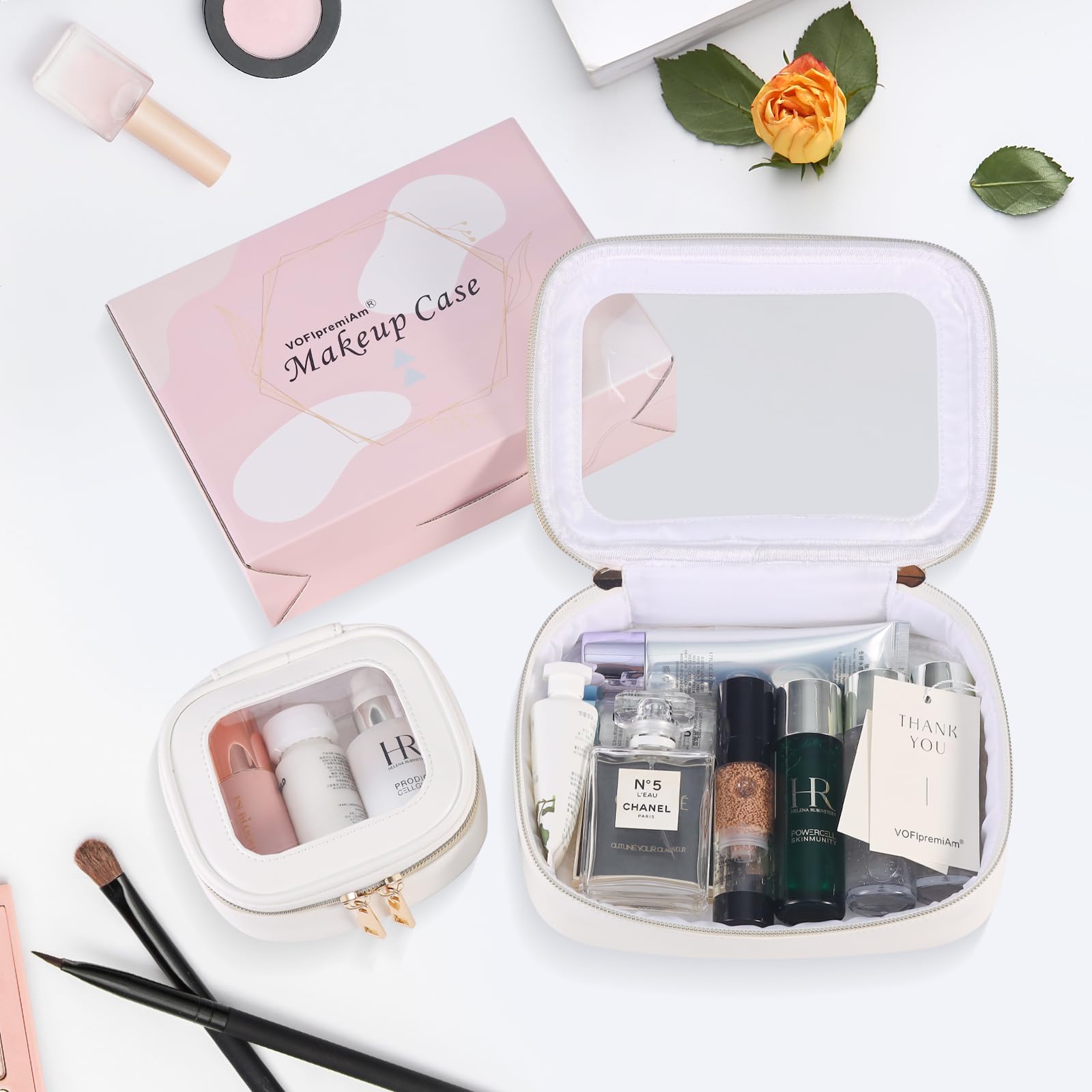 Clear Travel Toiletry Bag Set with Zipper - Cosmetic Organizer for Women | Perfect for Purse & Makeup Storage