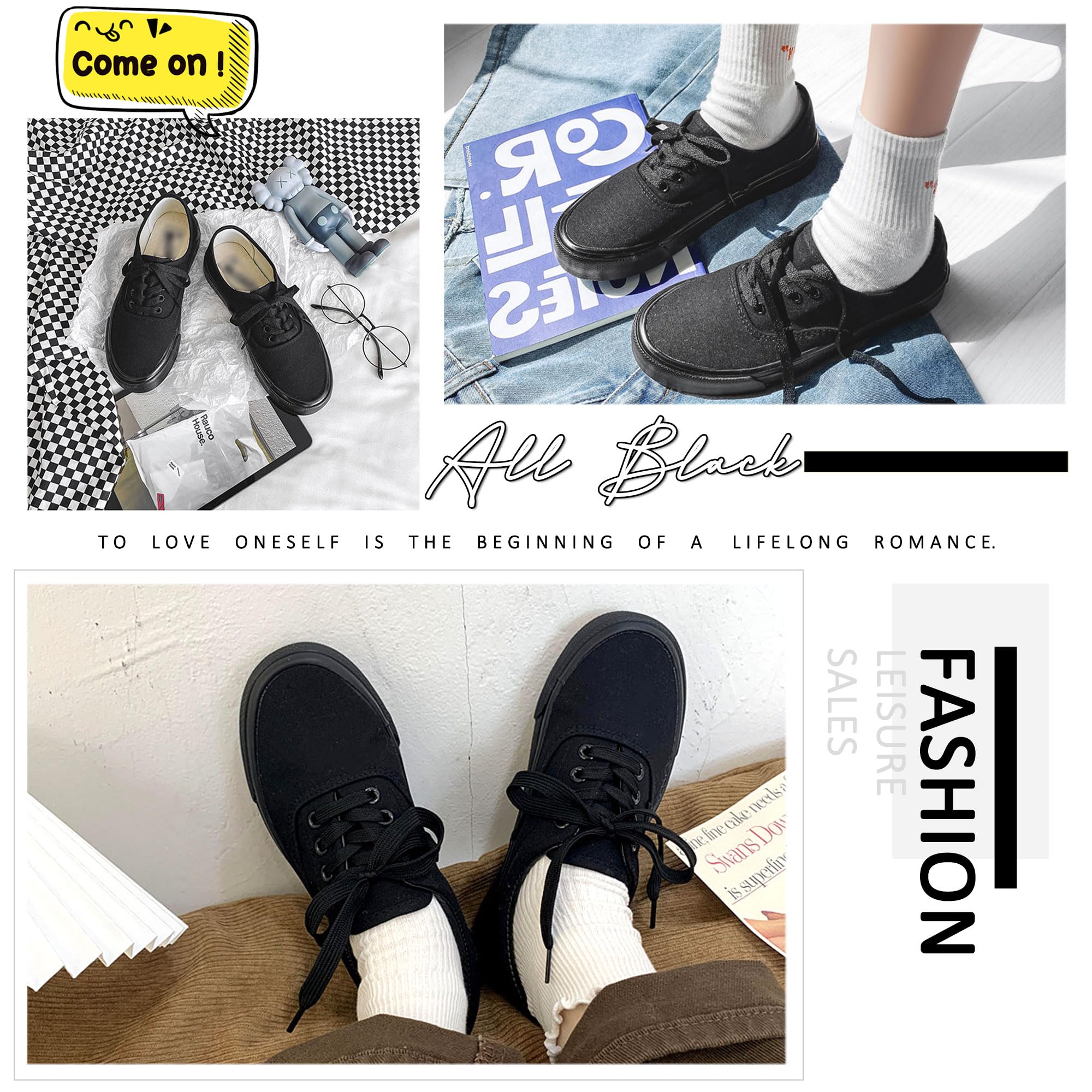 Women's Low Top Canvas Sneakers - Classic Slip On & Lace Up Walking Shoes for Casual Wear, Tennis & Everyday Comfort