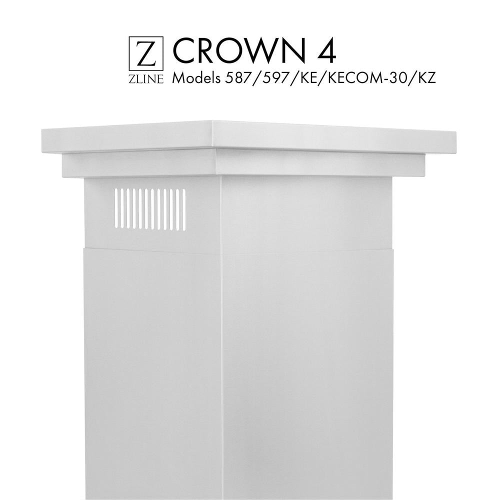 ZLINE CM4 30-Inch Crown Molding Wall Range Hood - Stainless Steel Kitchen Vent Hood with Chimney (587/597/KE/KECOM/KZ Models) - Perfect for Modern & Traditional Kitchen Designs