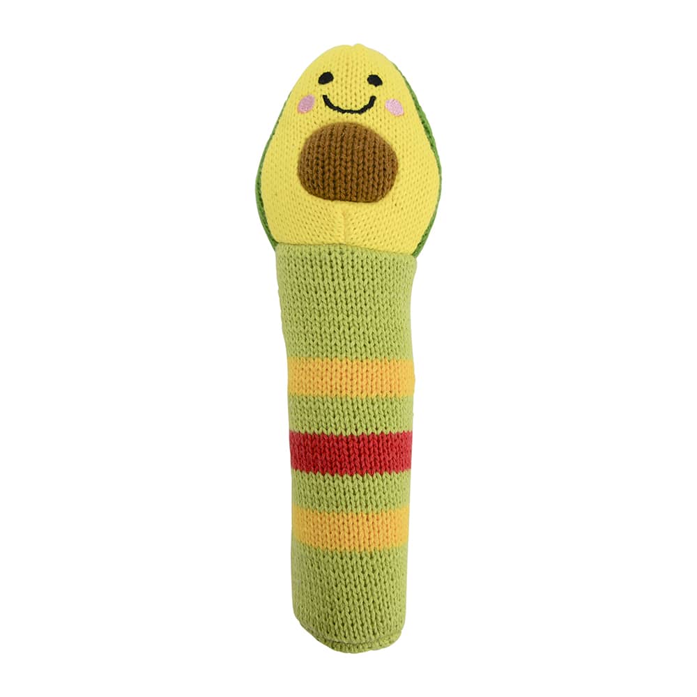 Annabel Trends Handmade Knit Avocado Rattle Toy - Soft Baby Teether & Sensory Toy for Newborns & Infants - Perfect for Playtime, Nursery Decor, and Baby Shower Gifts