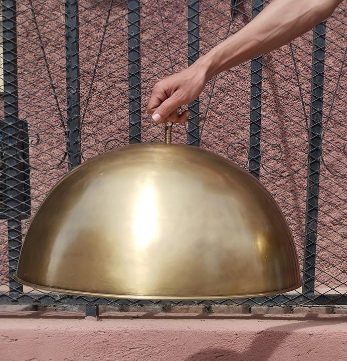 Vintage Hammered Brass Dome Pendant Light - 15