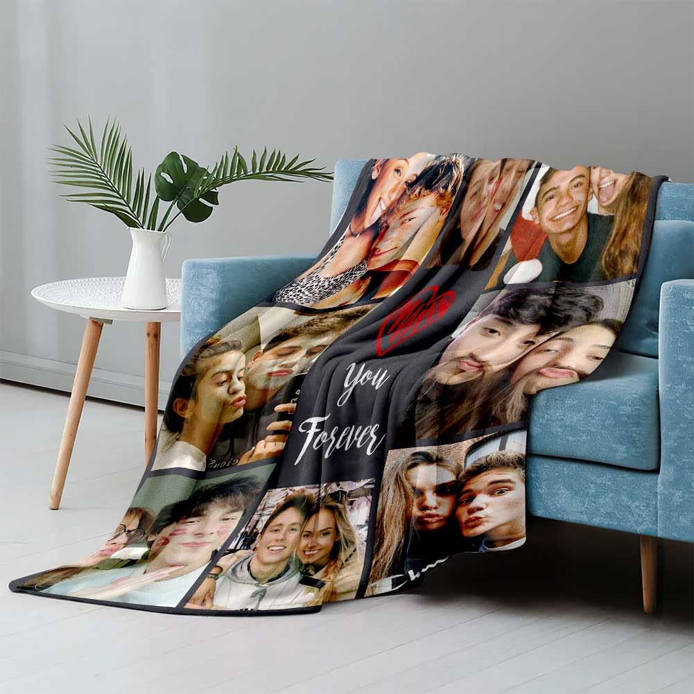 Personalized Photo Blanket for Couples - Custom Picture Blanket Gift for Boyfriend, Girlfriend, Wife & Husband | Anniversary, Valentine's Day & Christmas Gift Idea | Cozy Home Decor for Couples & Family